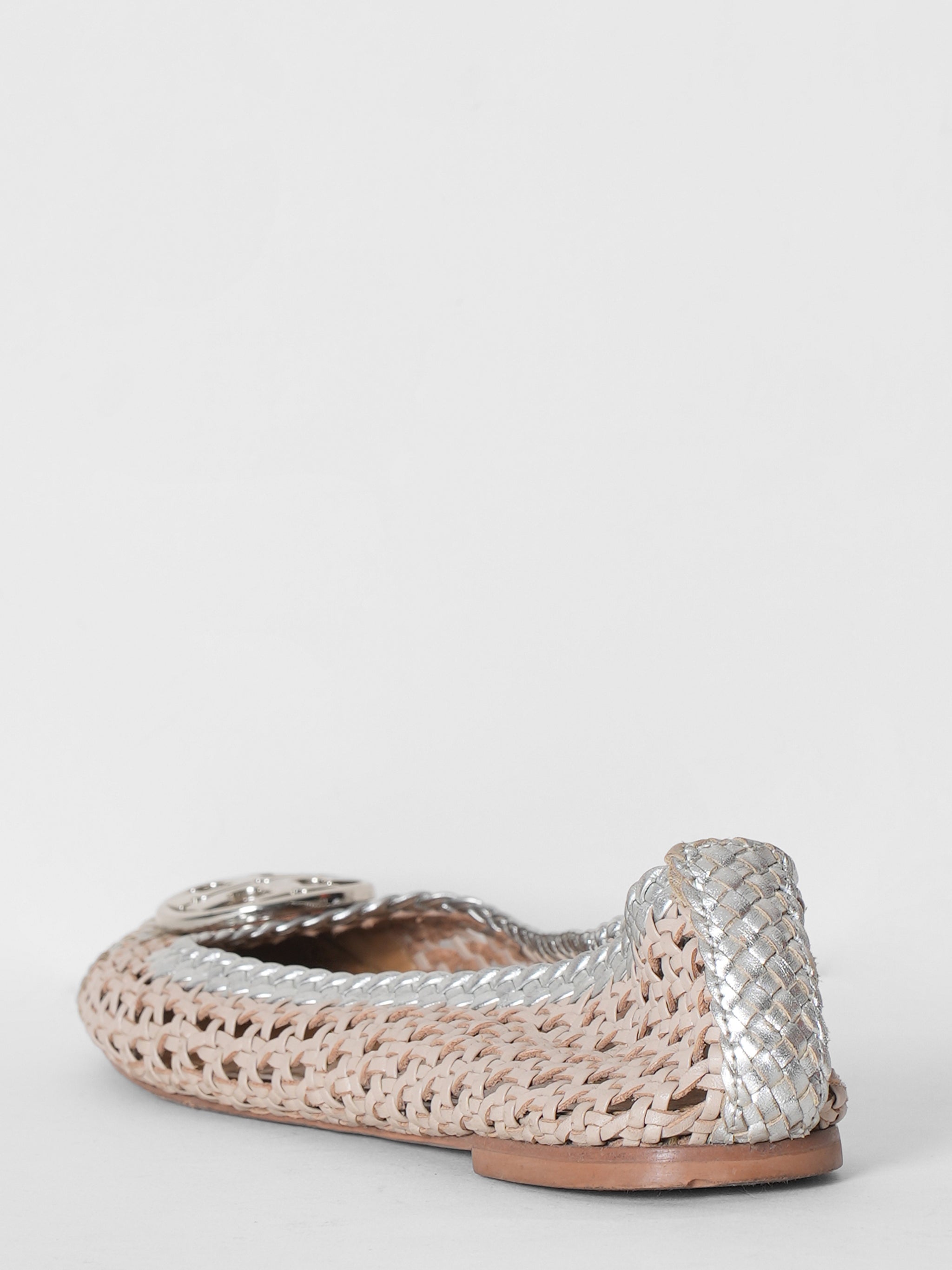 Tory Burch Chelsea Woven Mettalic Ballet Flats