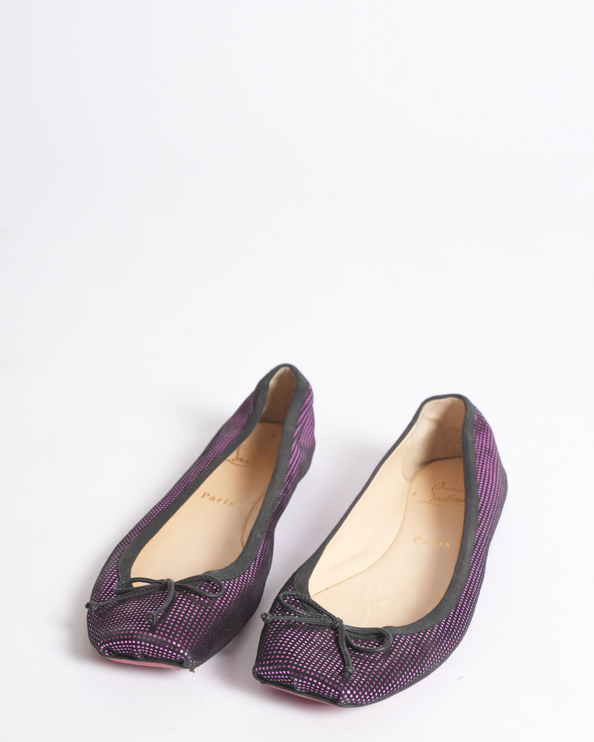 Christian Louboutin Purple & Black Suede Rosella Ballet Flats