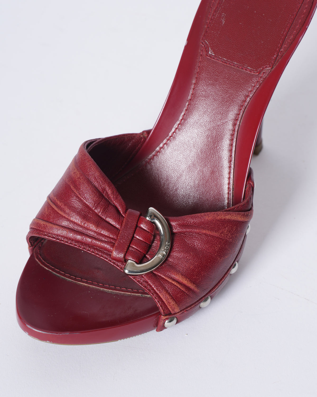 Christian Dior Leather Open Toe Clog Sandals