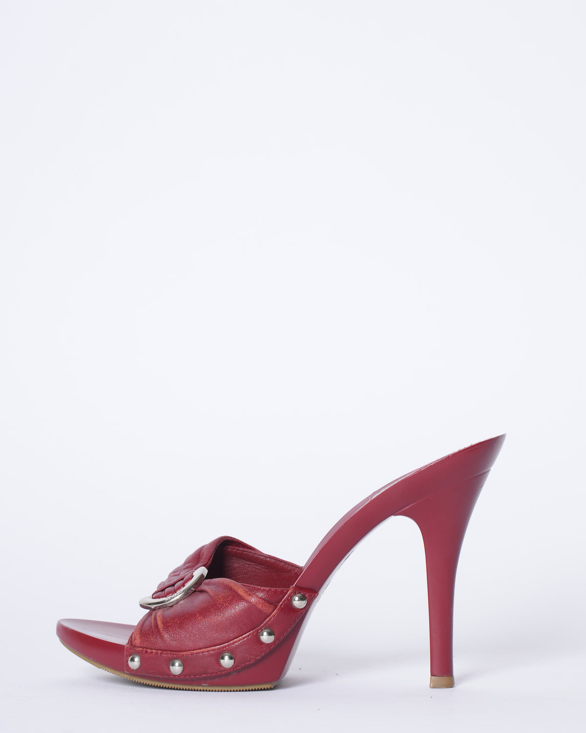 Christian Dior Leather Open Toe Clog Sandals