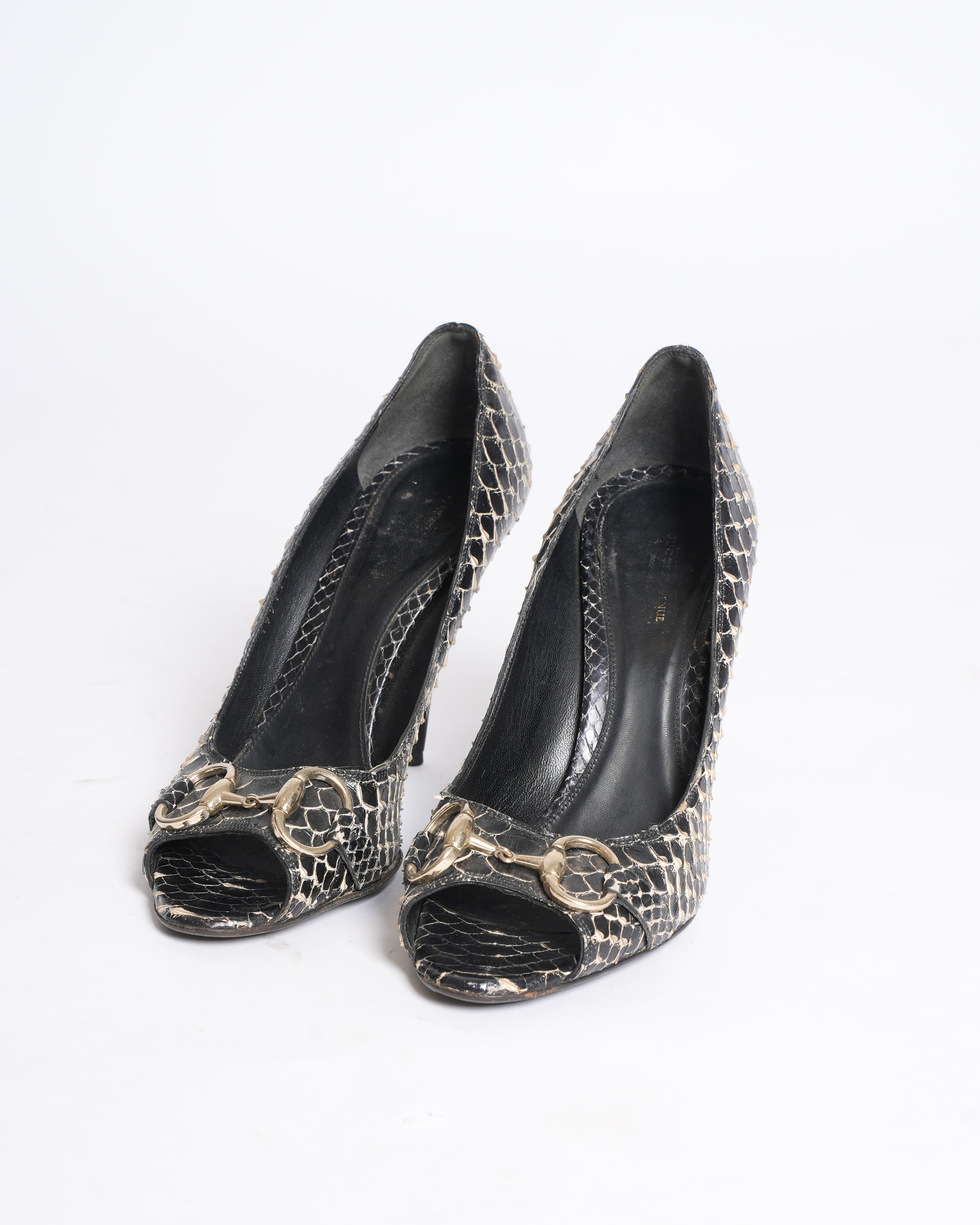 Gucci snakeskin black heels