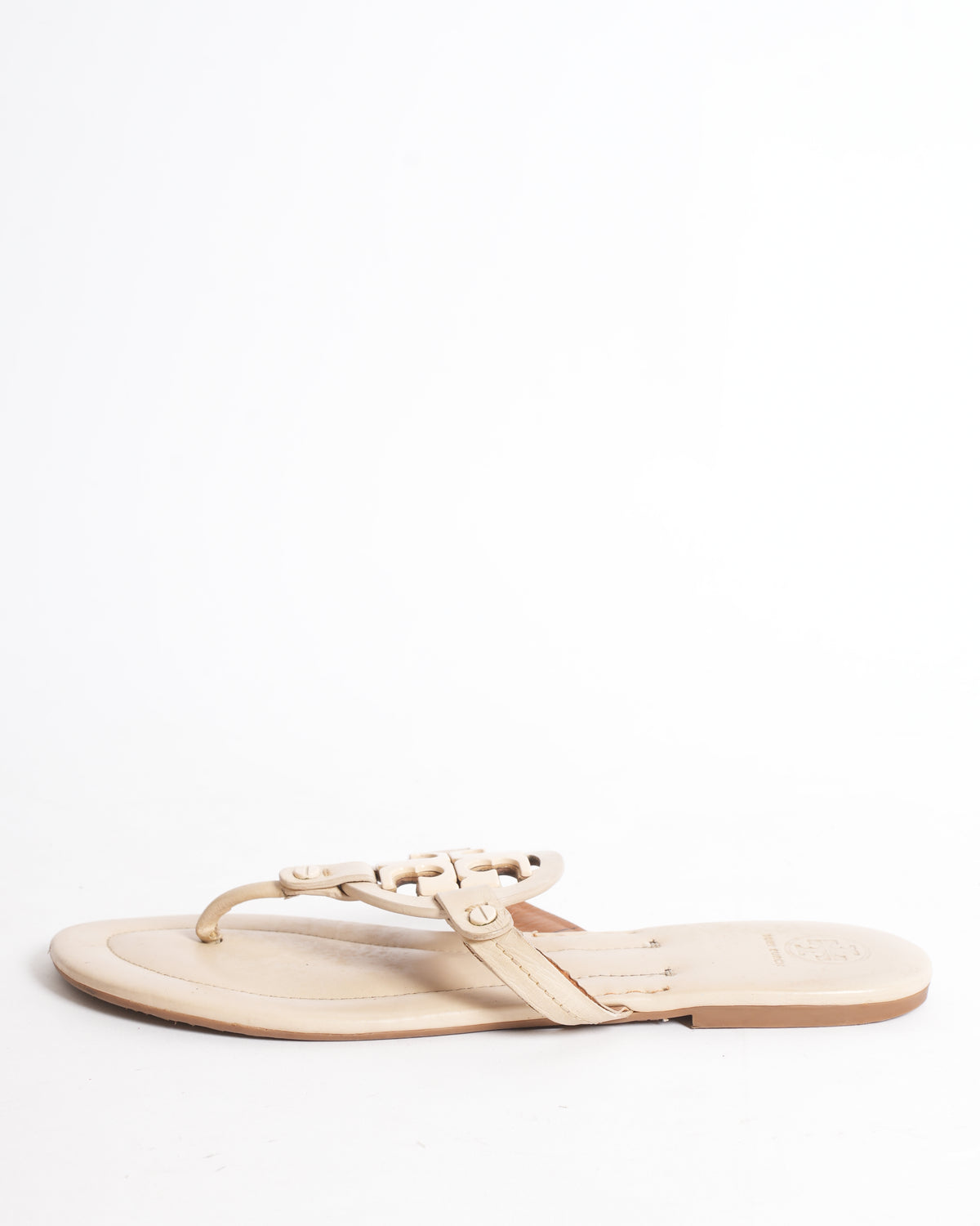 Tory Burch Logo Flats In The Shade Of Cream