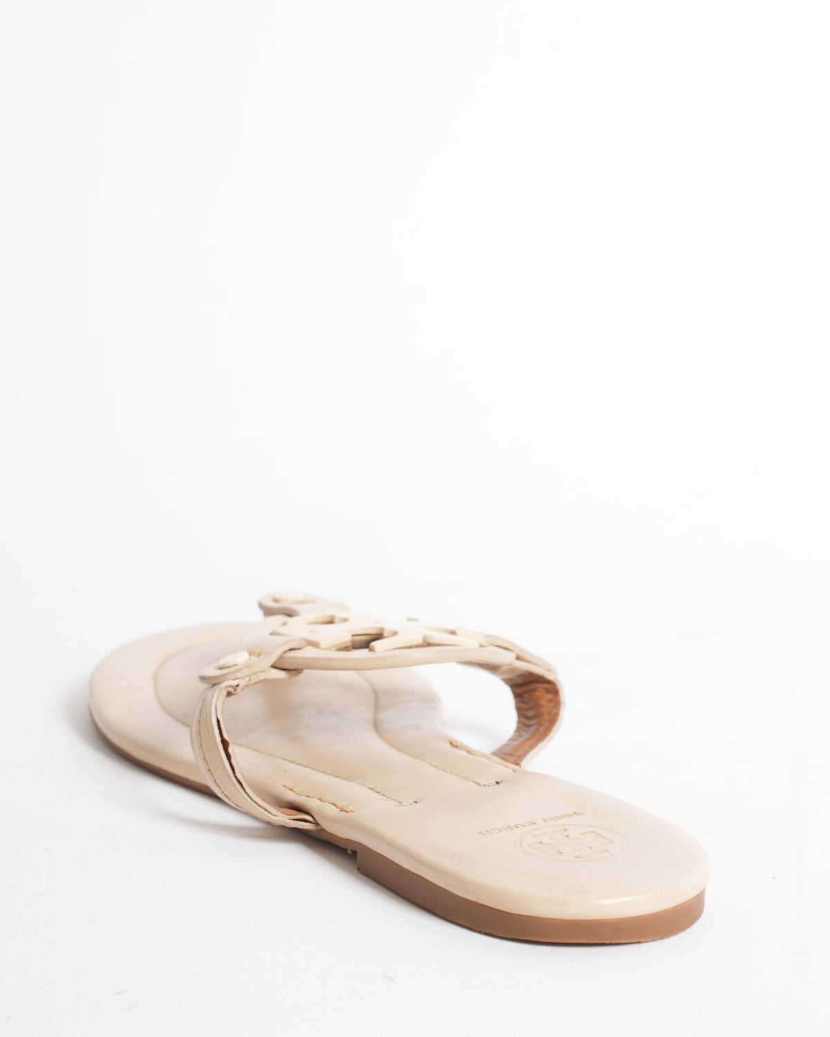 Tory Burch Logo Flats In The Shade Of Cream