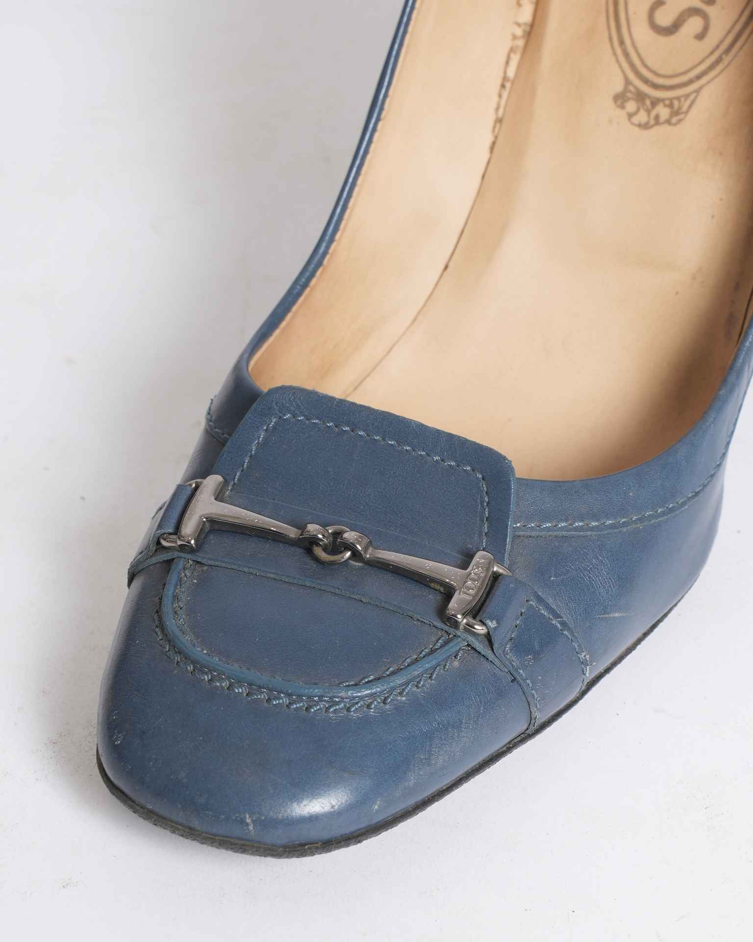 Tod's Blue Suede Loafer Heels