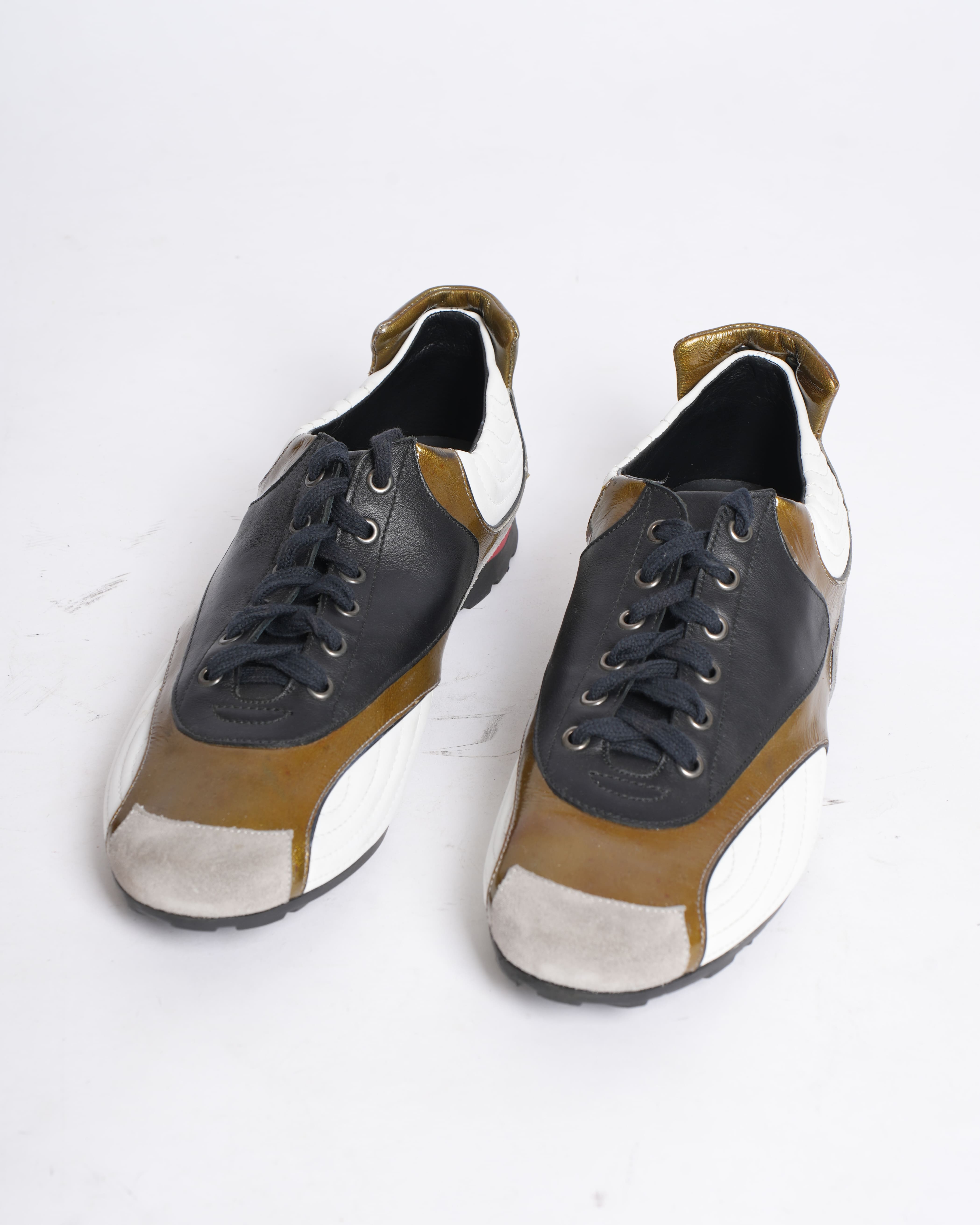 Moschino Patent Leather Colorblock Lace-Up Sneakers