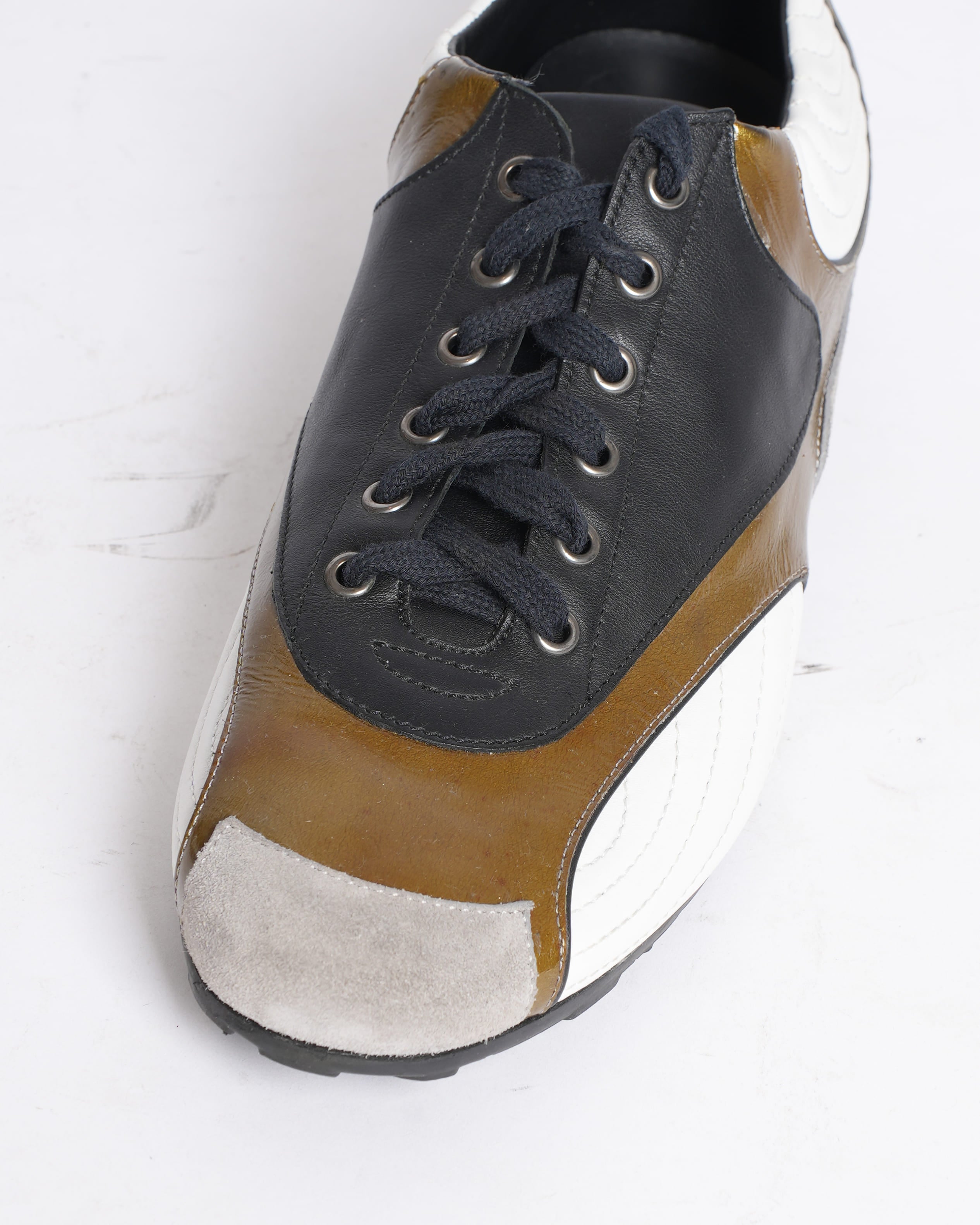 Moschino Patent Leather Colorblock Lace-Up Sneakers