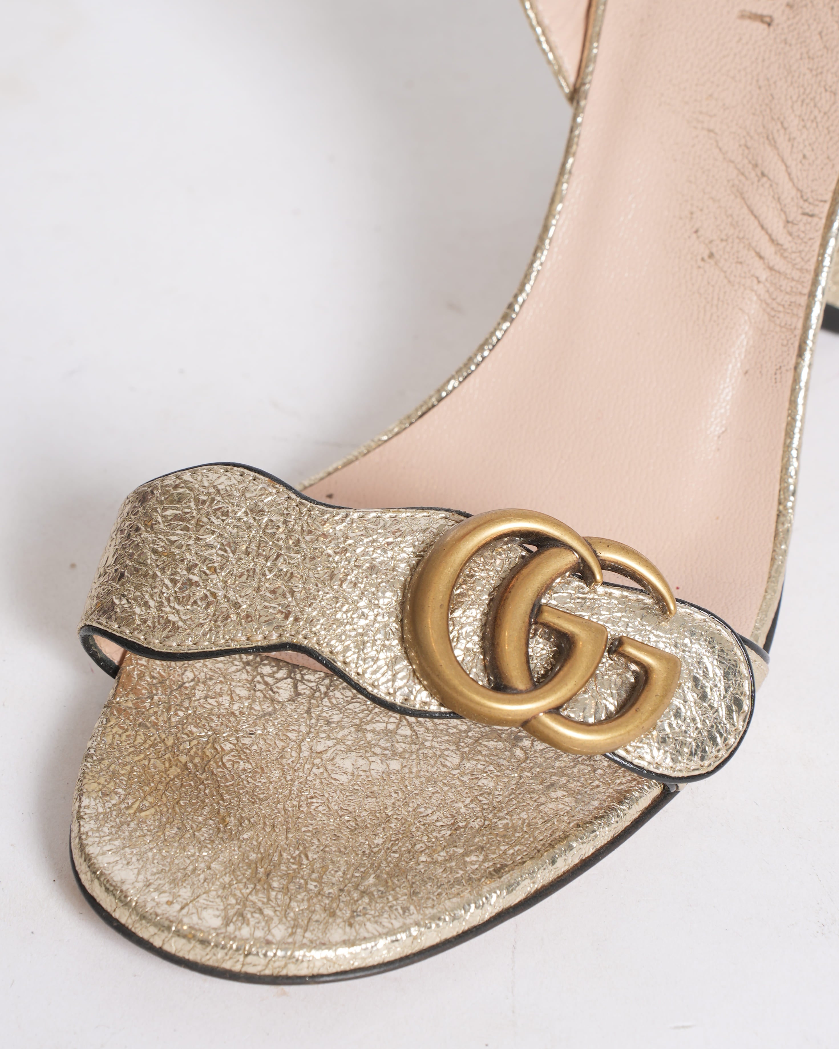 Gucci Gold-Tone Foil Finish Heels