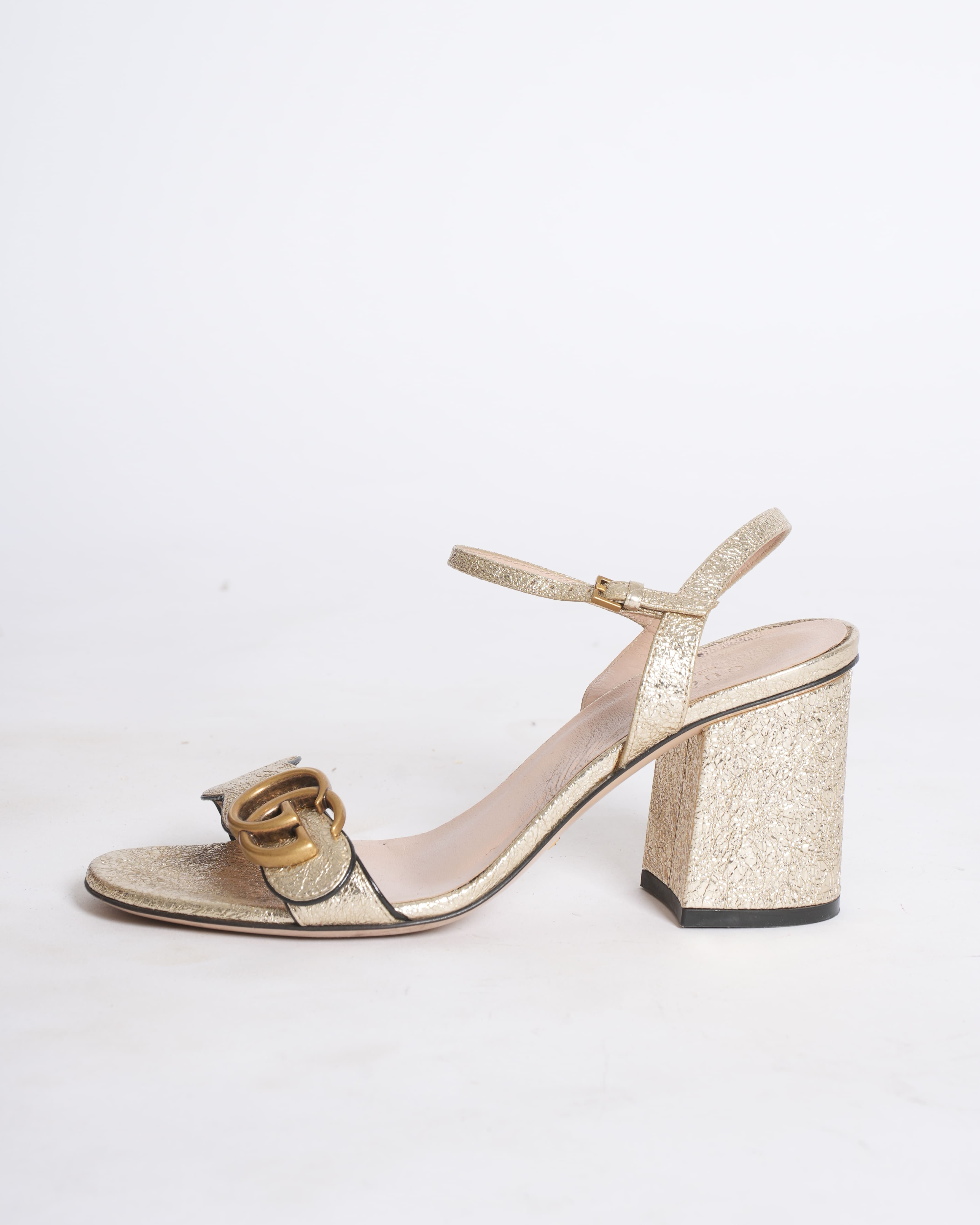 Gucci Gold-Tone Foil Finish Heels