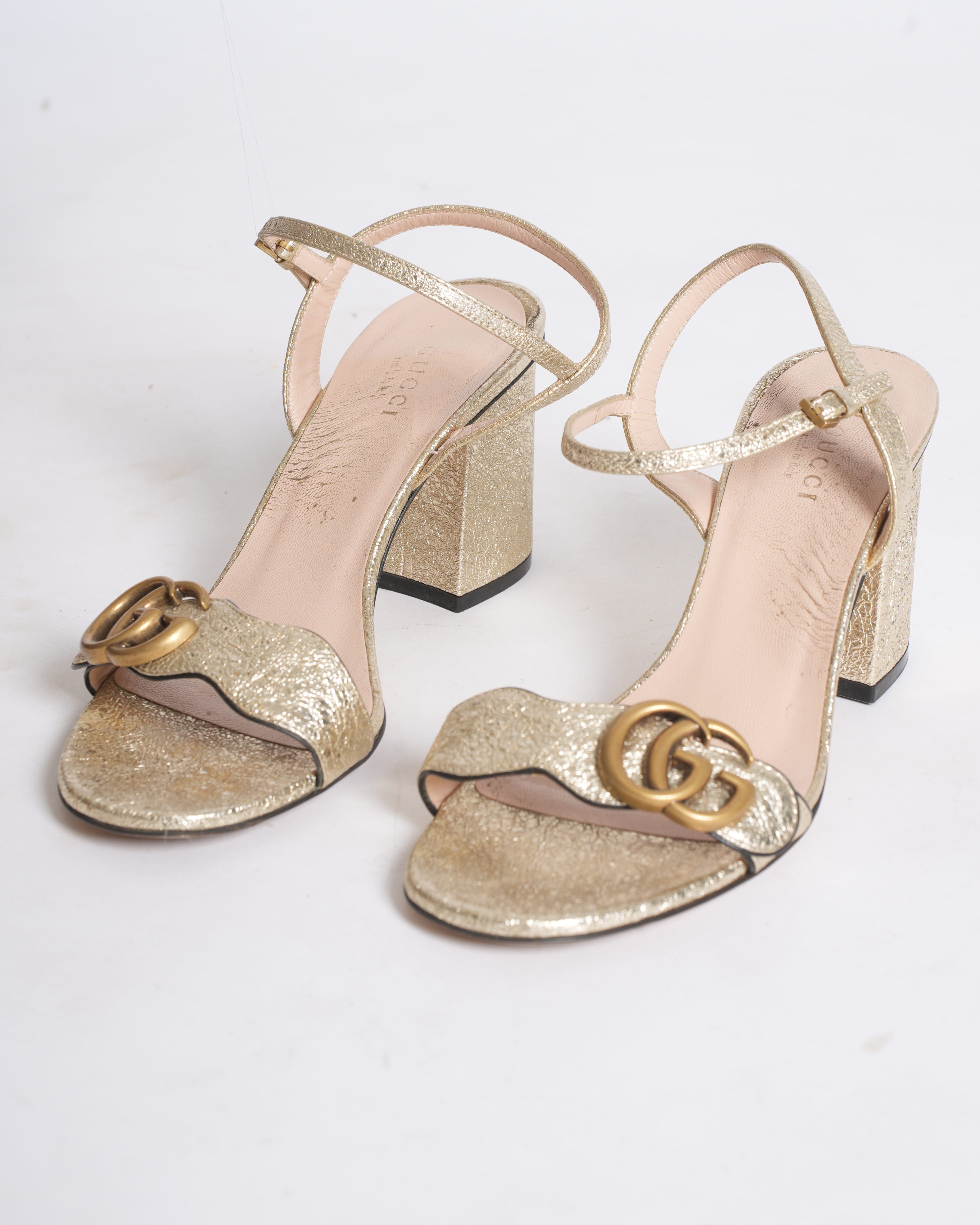 Gucci Gold-Tone Foil Finish Heels