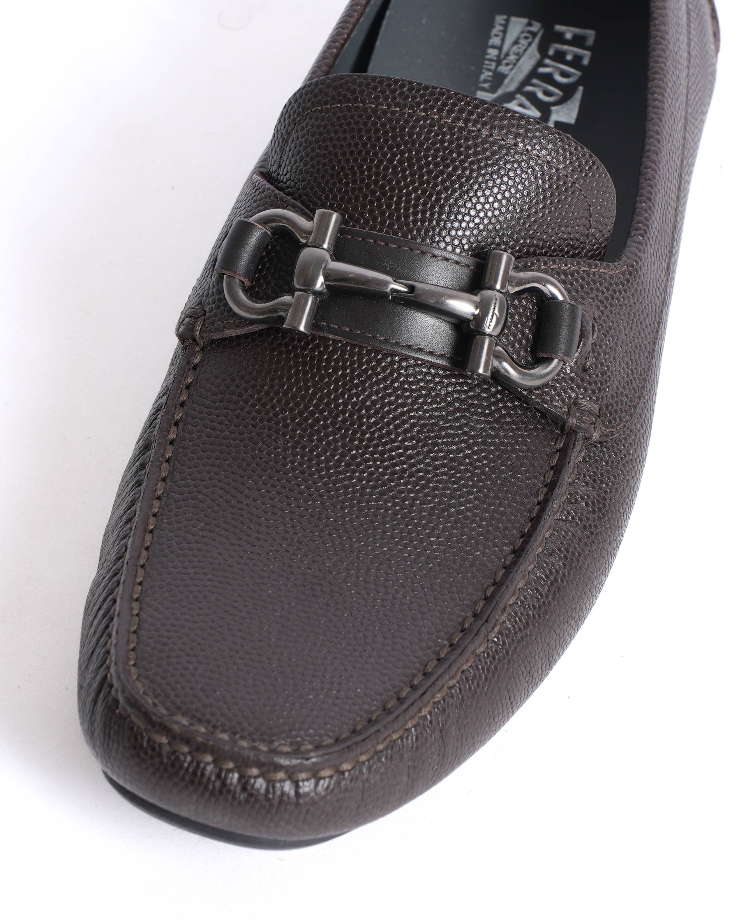 Salvatore Ferragamo brown leather men's loafers