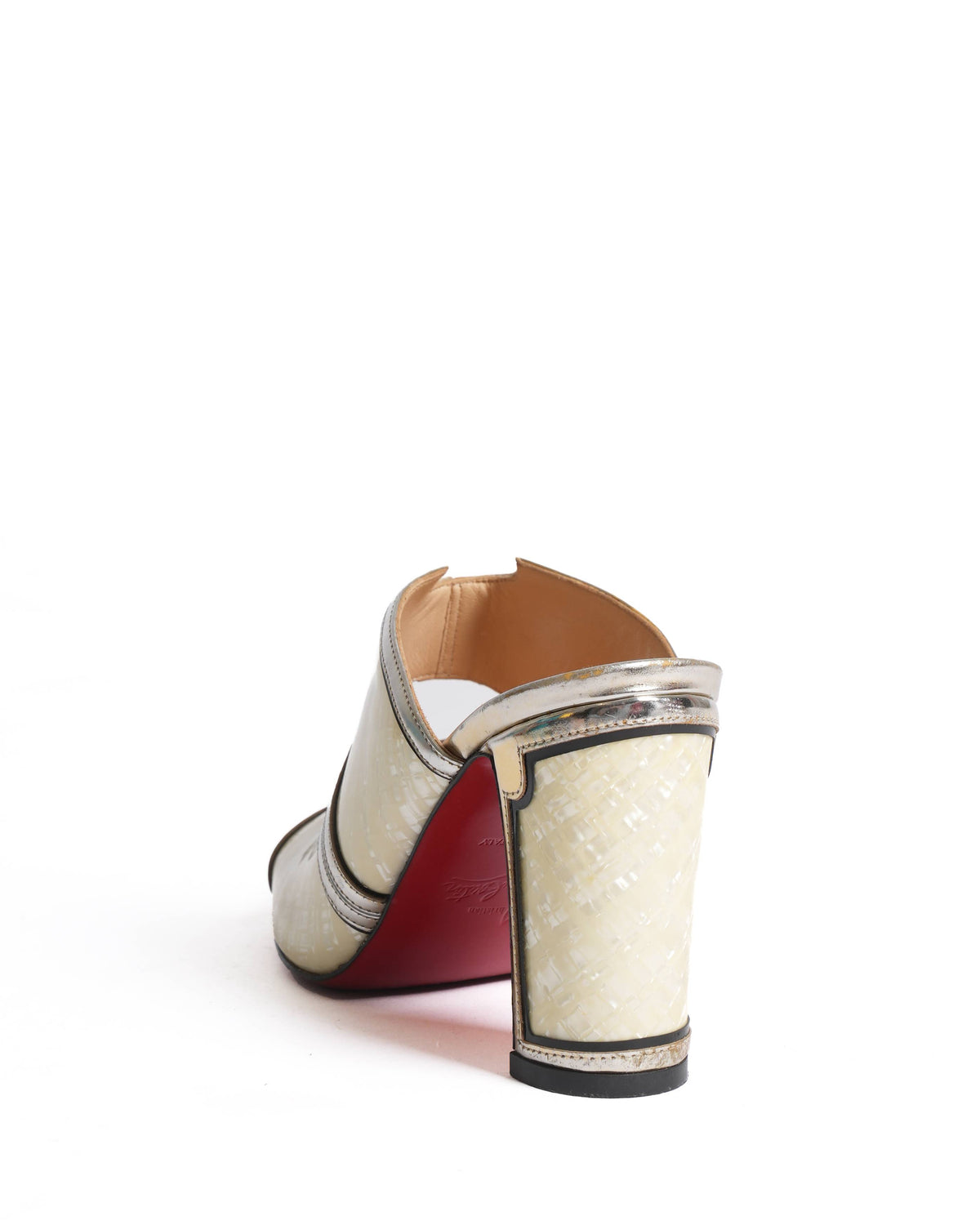 Christian Louboutin pearl white mule heels