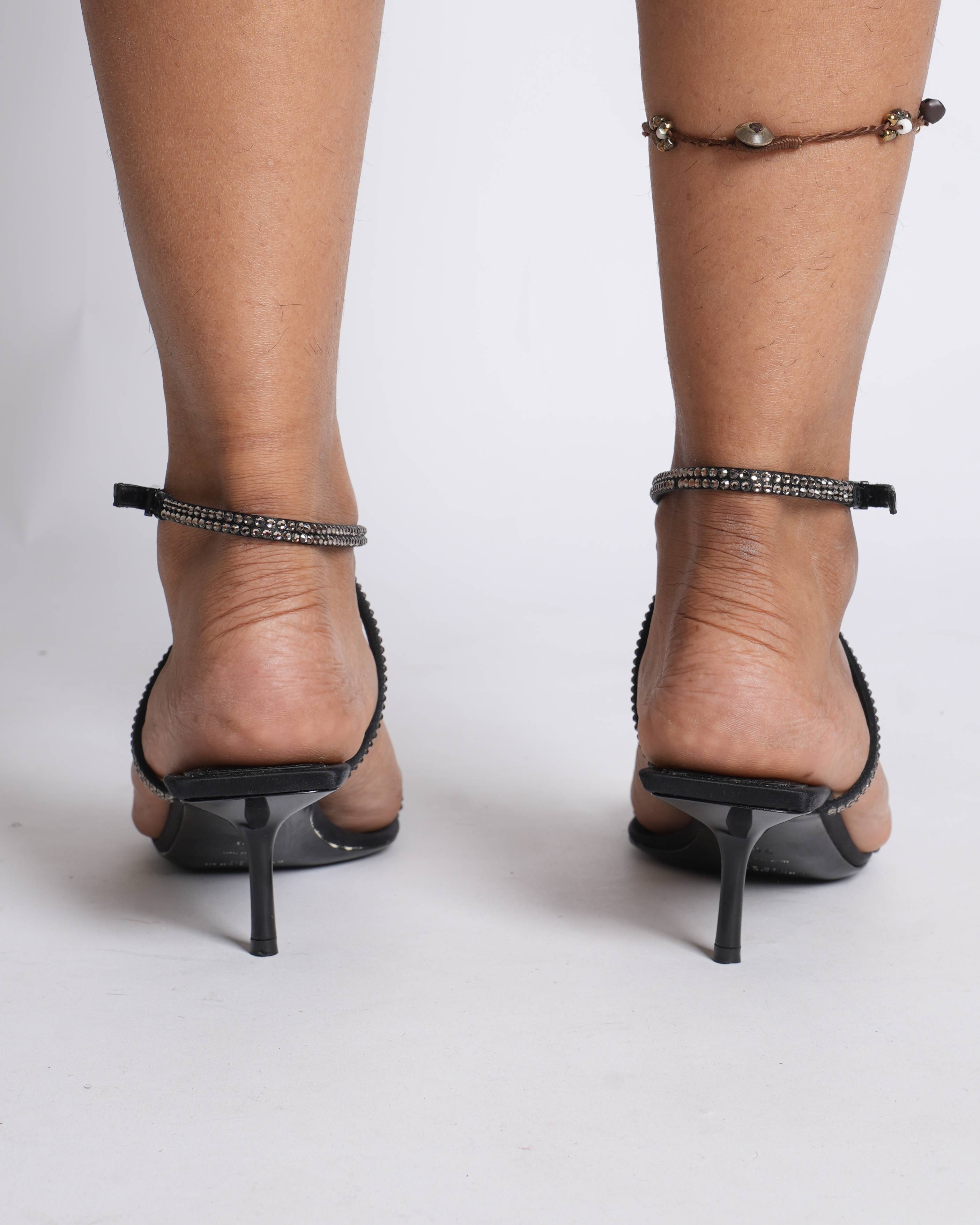 Saint laurent heels with crystal embellished straps