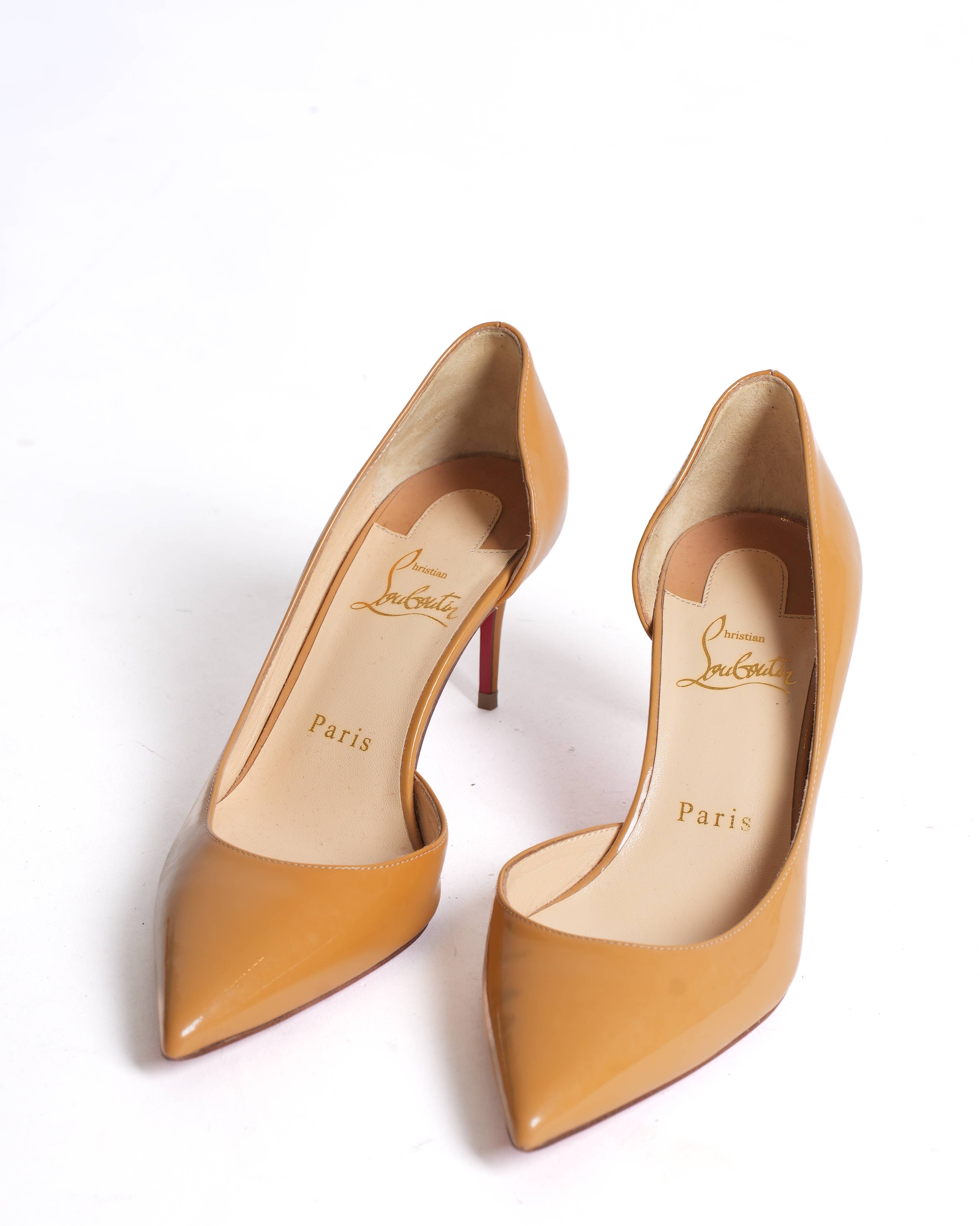 Christian louboutin Mustard yellow patent leather heels