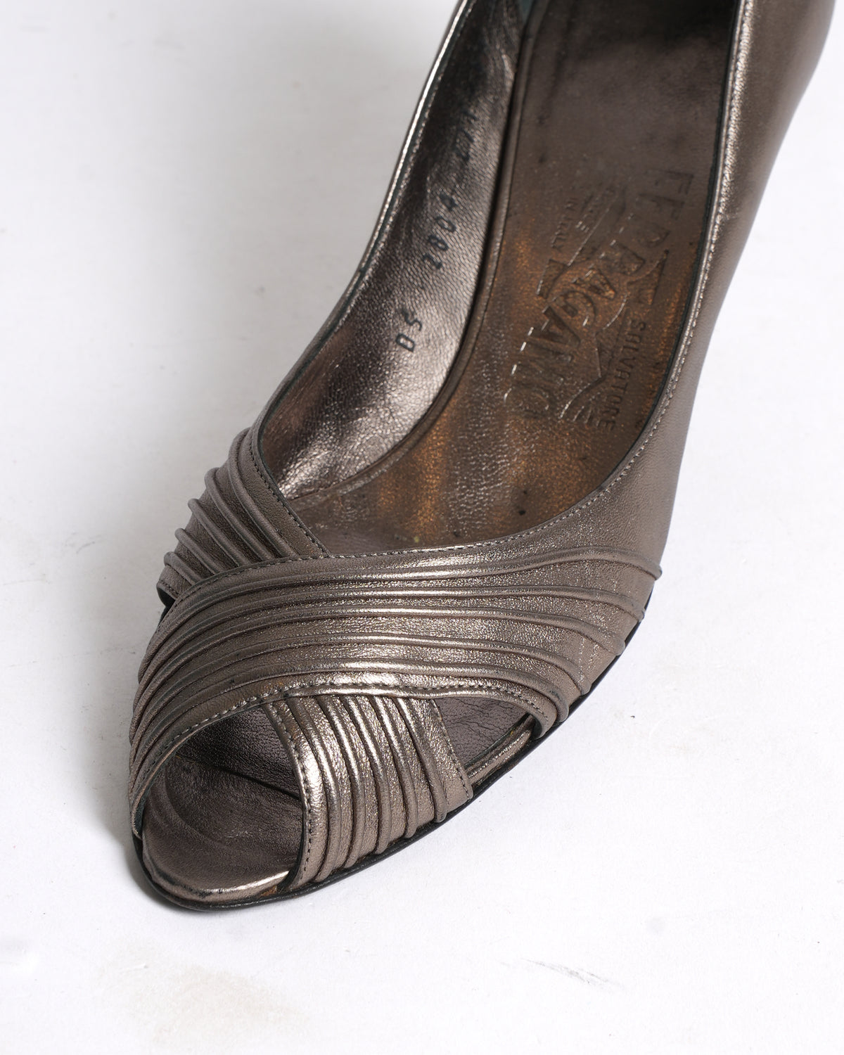 Salvatore Ferragamo Metallic Grey heels