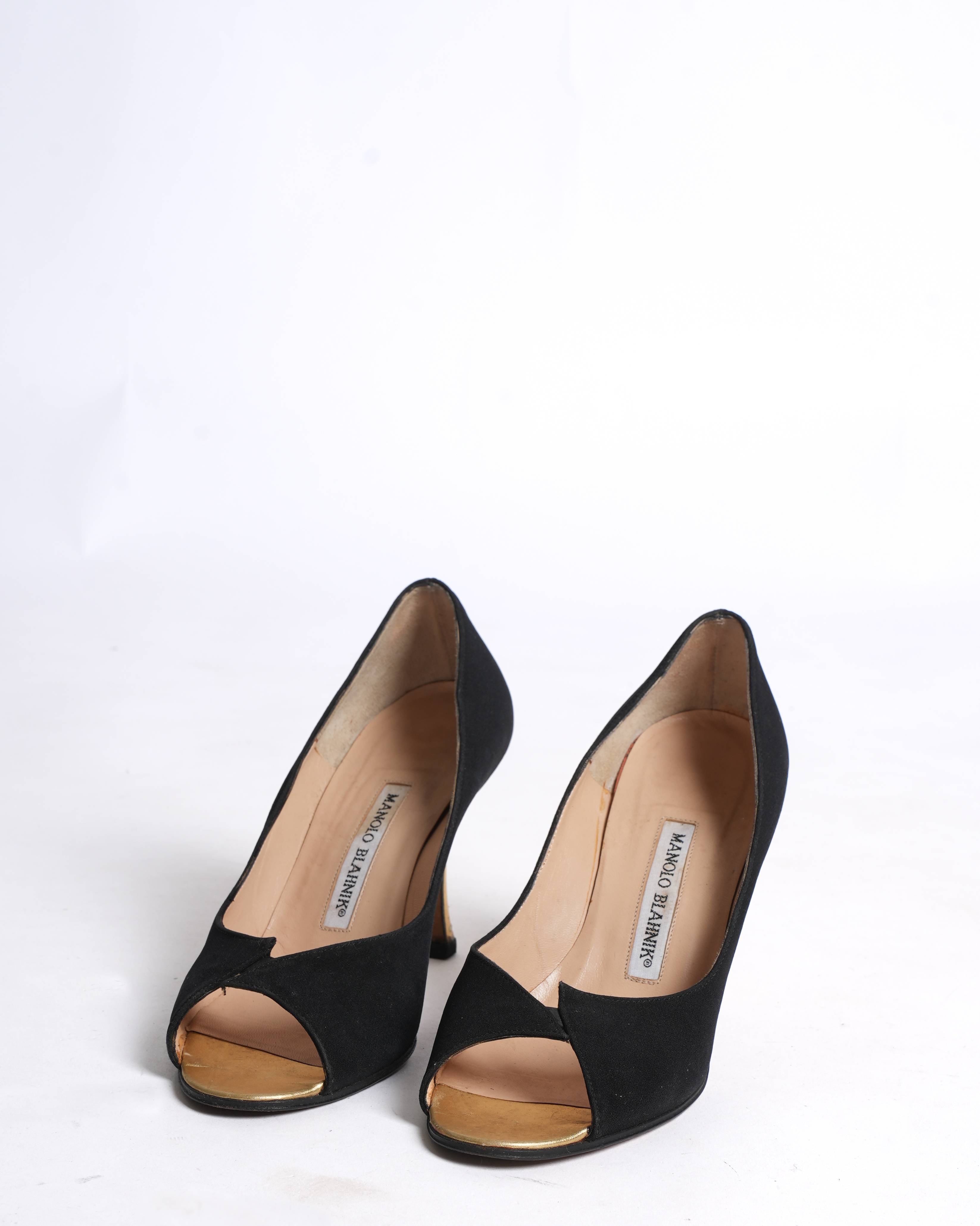 Manolo Blahnik black Peep-toe heels