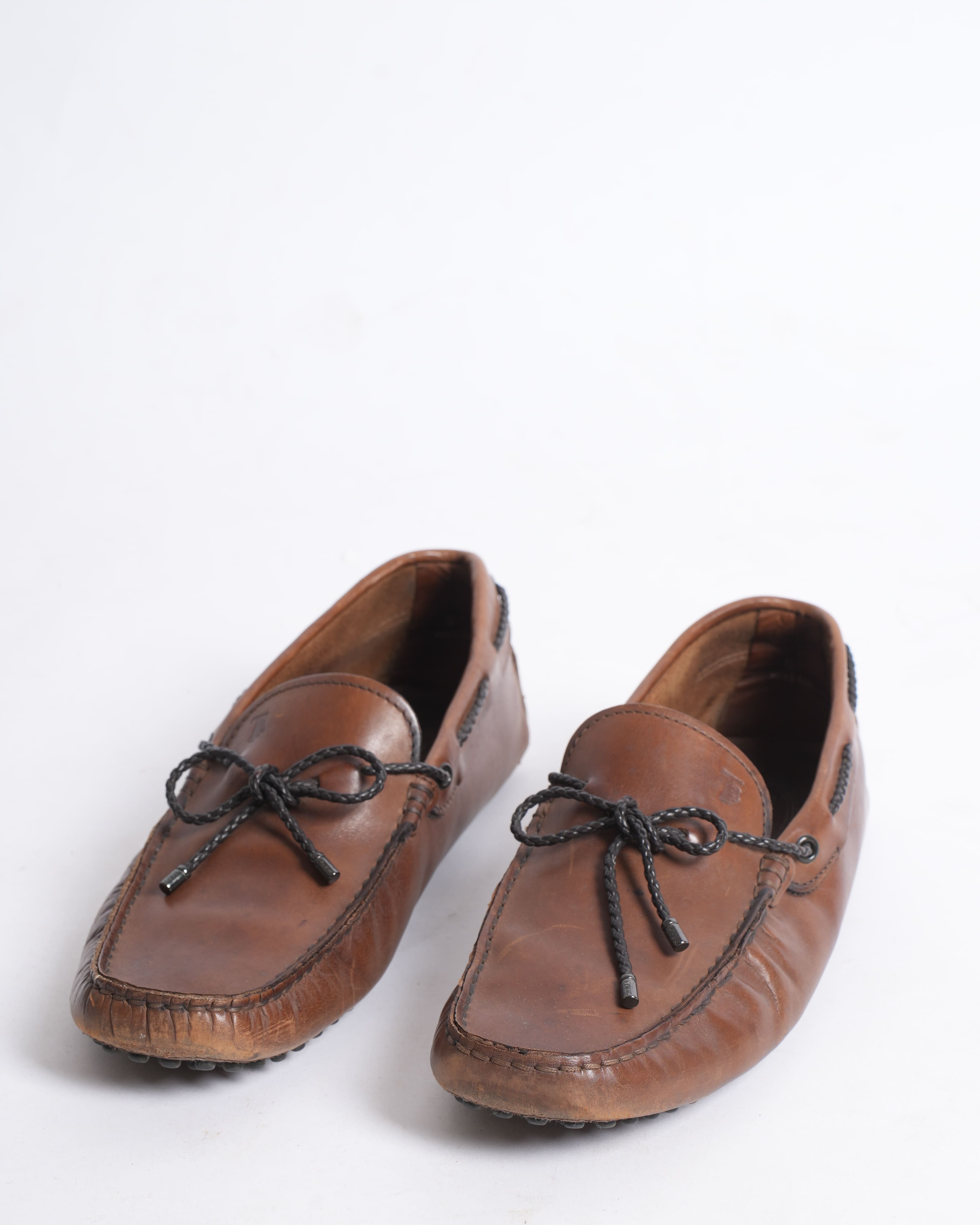 Tods brown leather loafers