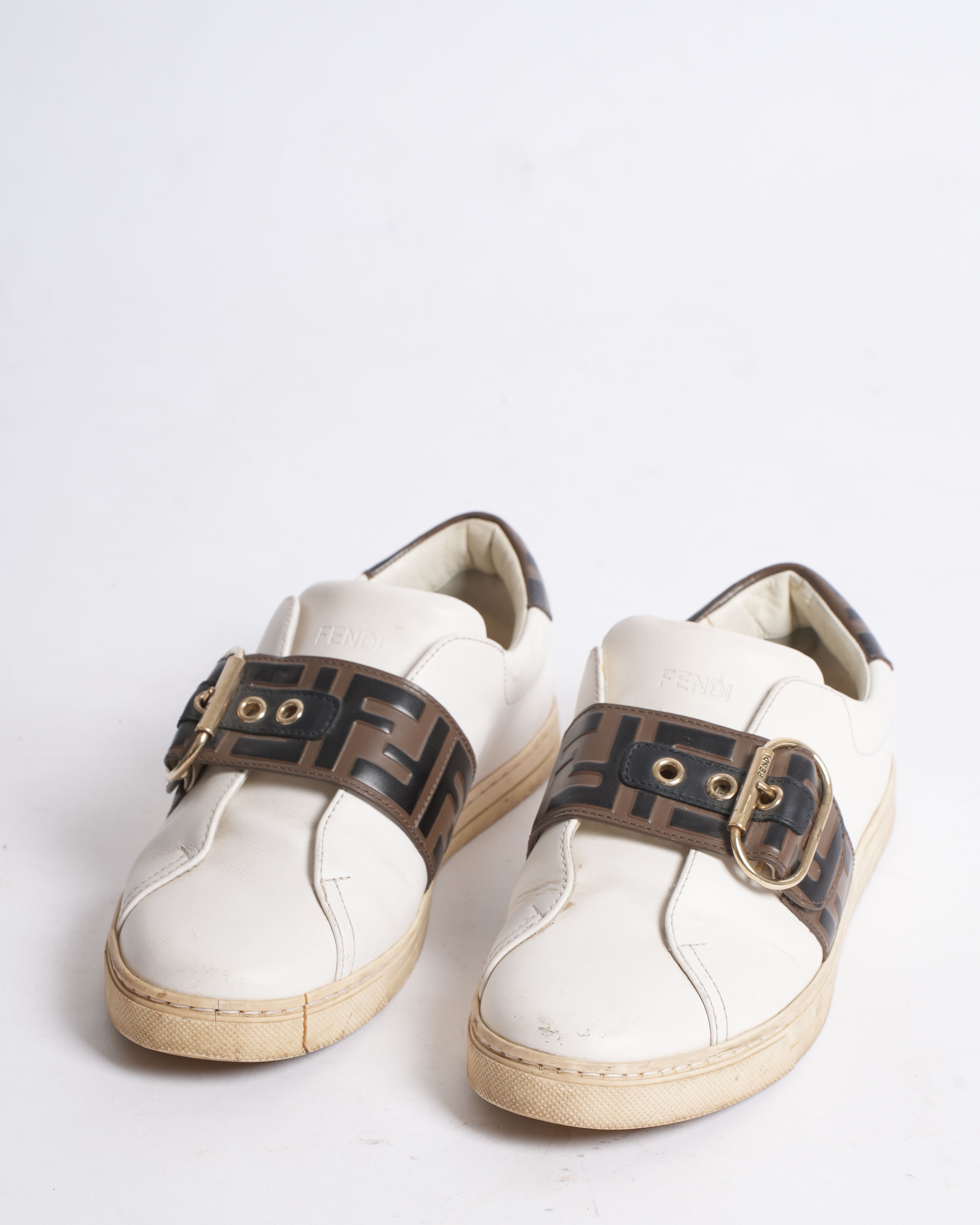 Fendi brown logo belt sneakers