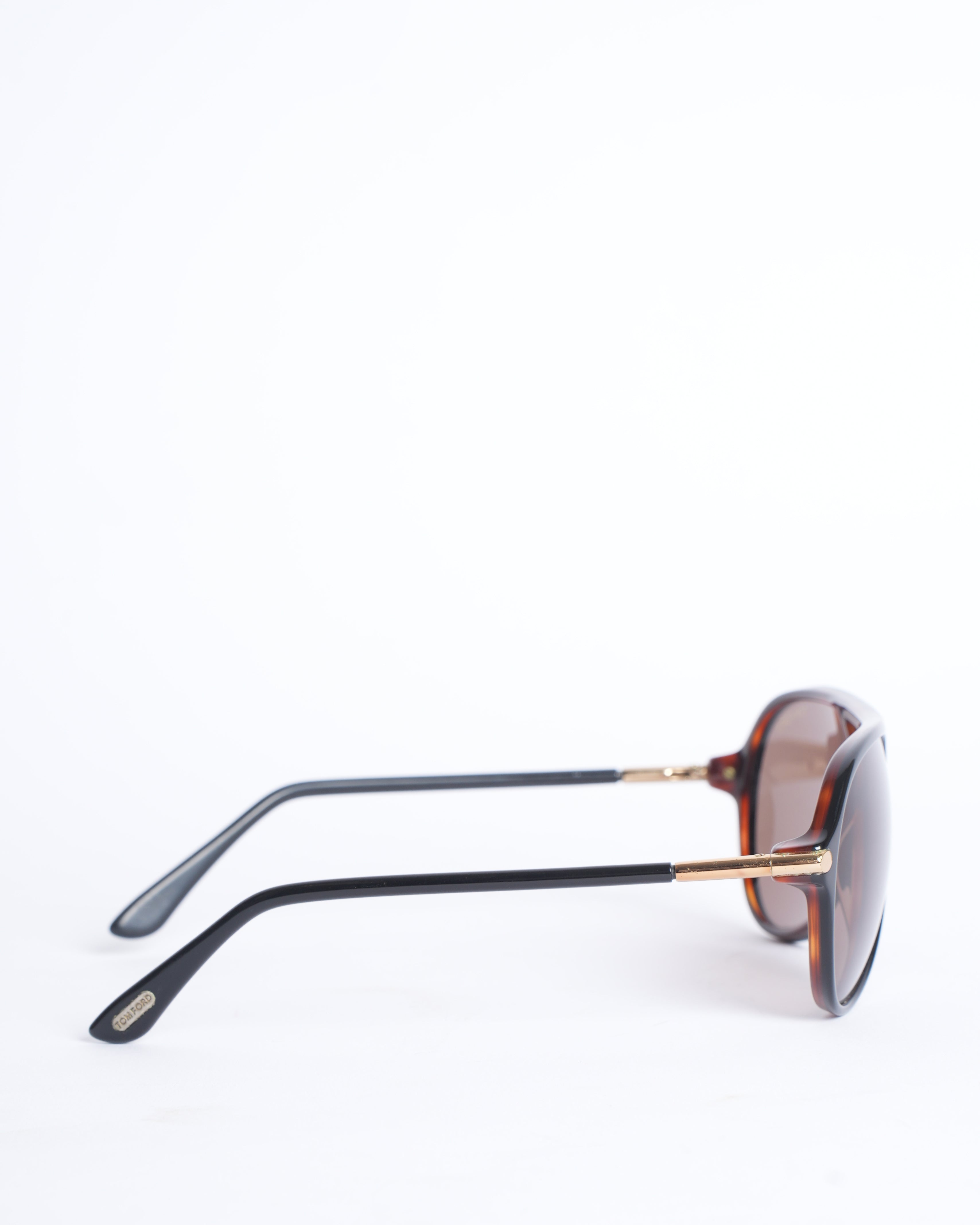 Tom Ford Wide Frame Aviater Shaped Sunglasses In Brown