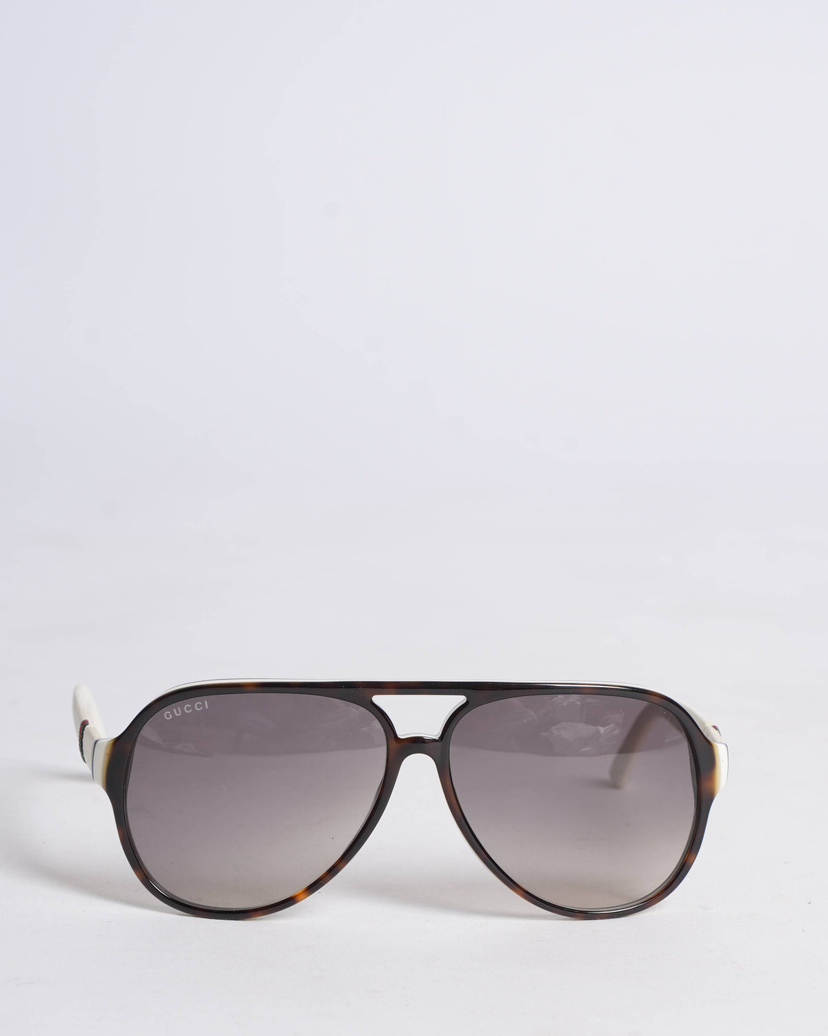 New Gucci men Tortoiseshell Brown/White Frames Gray Lenses Sunglasses