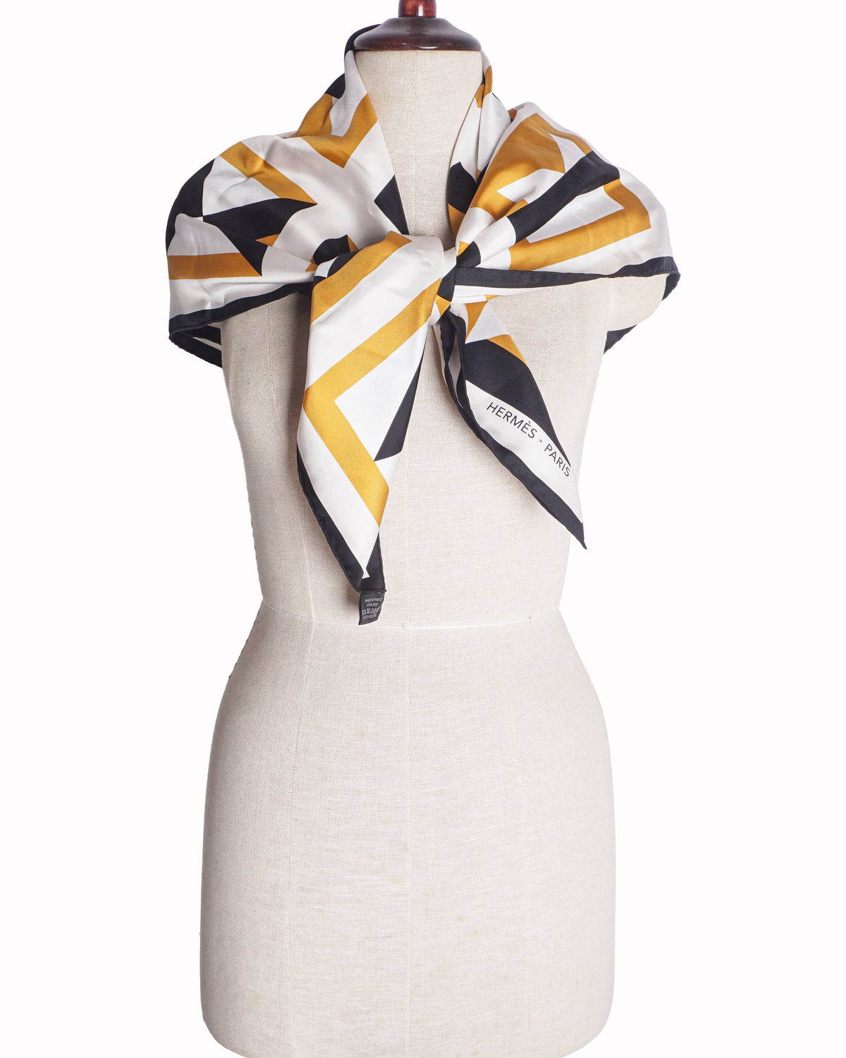 Hermès Geometric Black & Gold Carré Silk Scarf