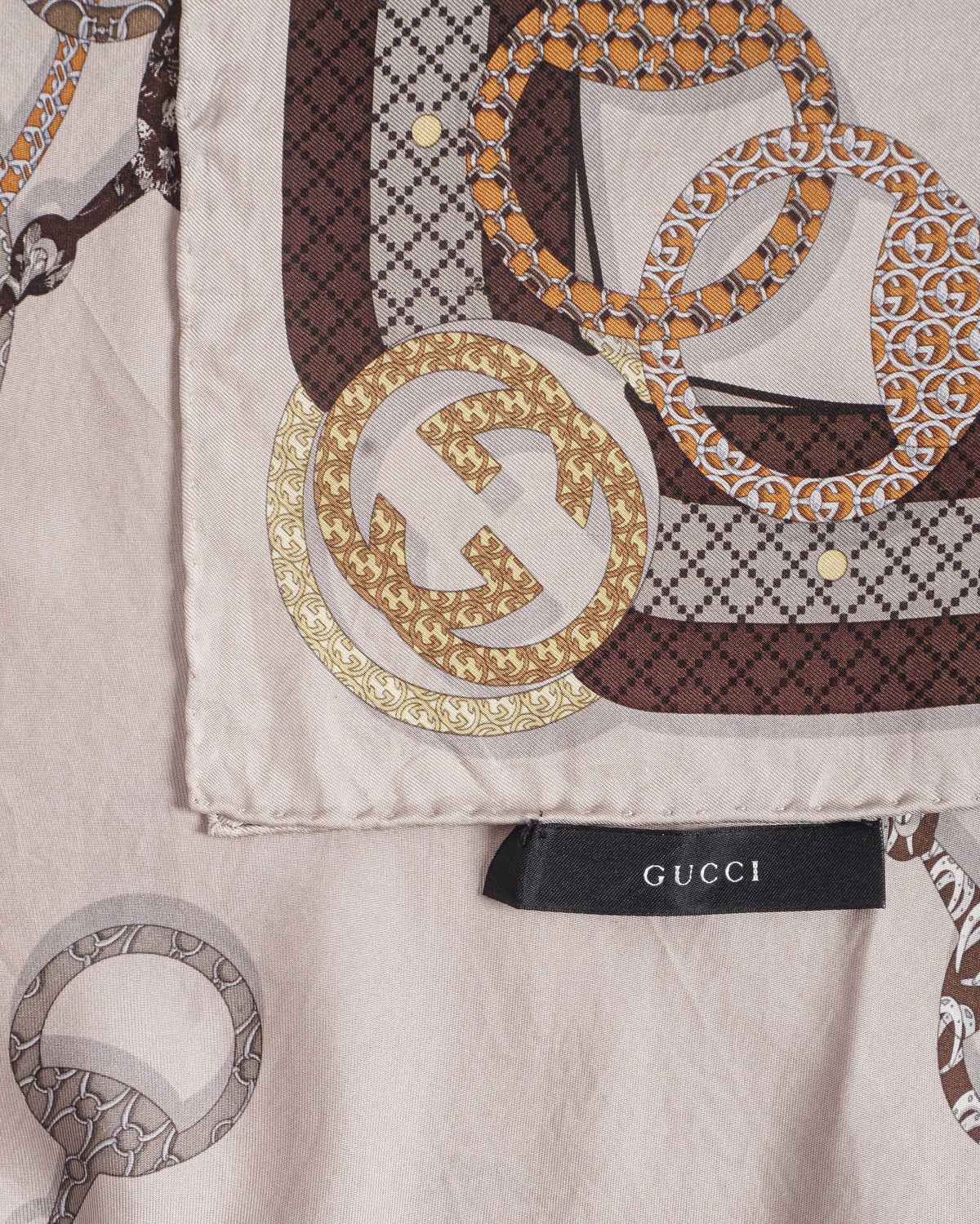 Gucci Horsebit & GG Print Silk Scarf