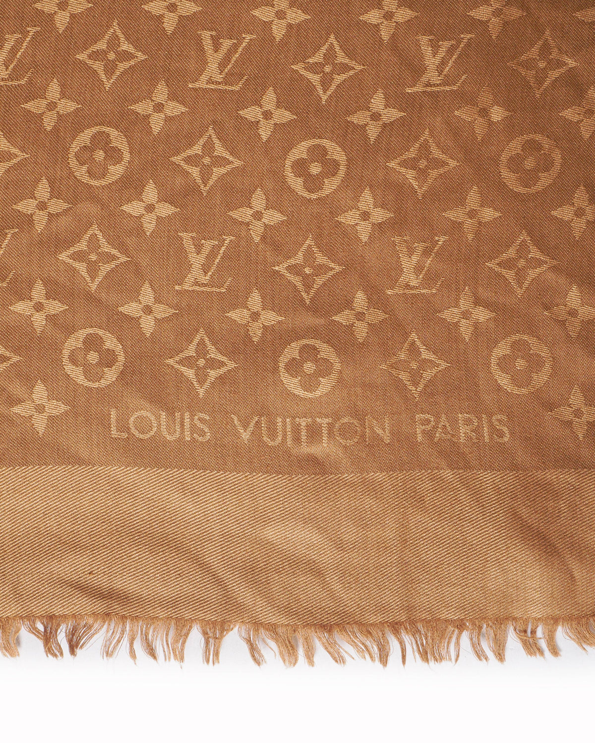 Louis Vuitton Beige Silk-Wool Monogram Shawl