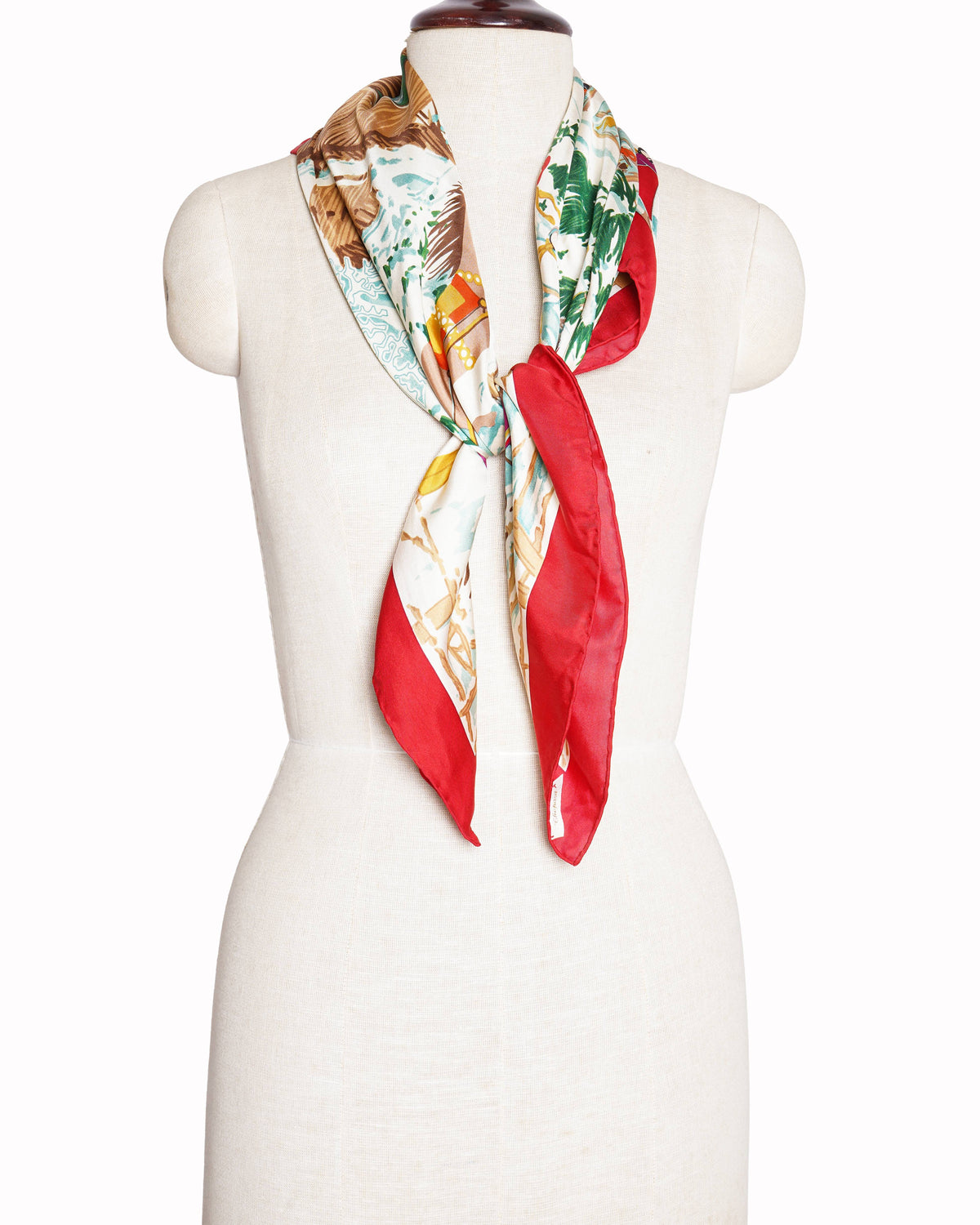 New Chopard Silk Printed Scarf In Orange-Red
