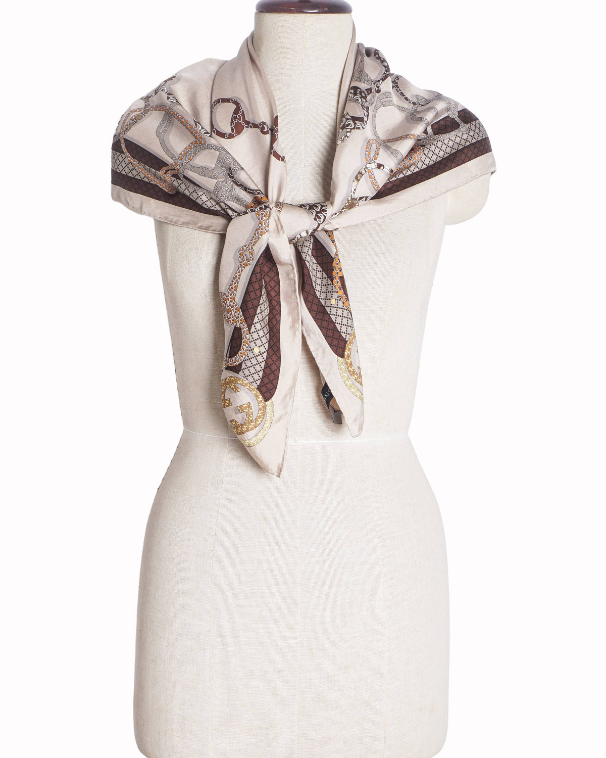 Gucci Horsebit & GG Print Silk Scarf