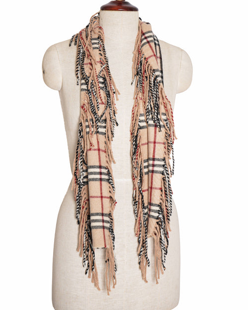 Burberry Nova Check Cashmere Fringe Scarf