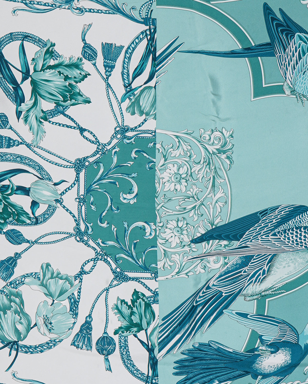Salvatore Ferragamo Botanical & Avian Print Silk Scarf