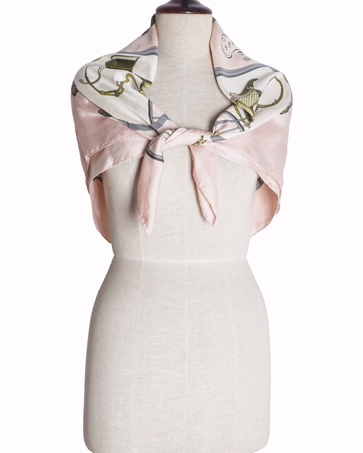 Hermès Vintage Pink & Gold Springs Silk Carre Scarf By Ledoux