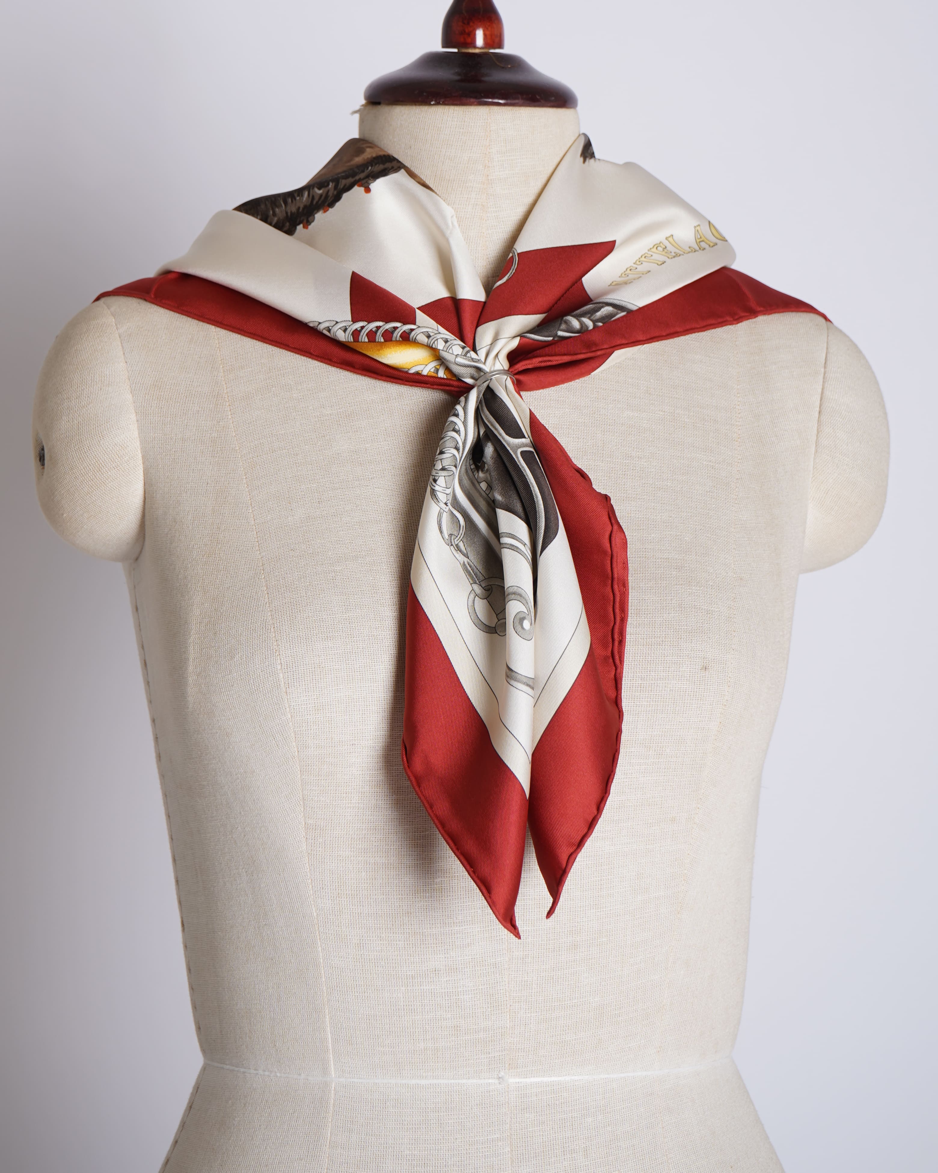 New Hermes Carry 90 Square Silk Bow Connection Scarf