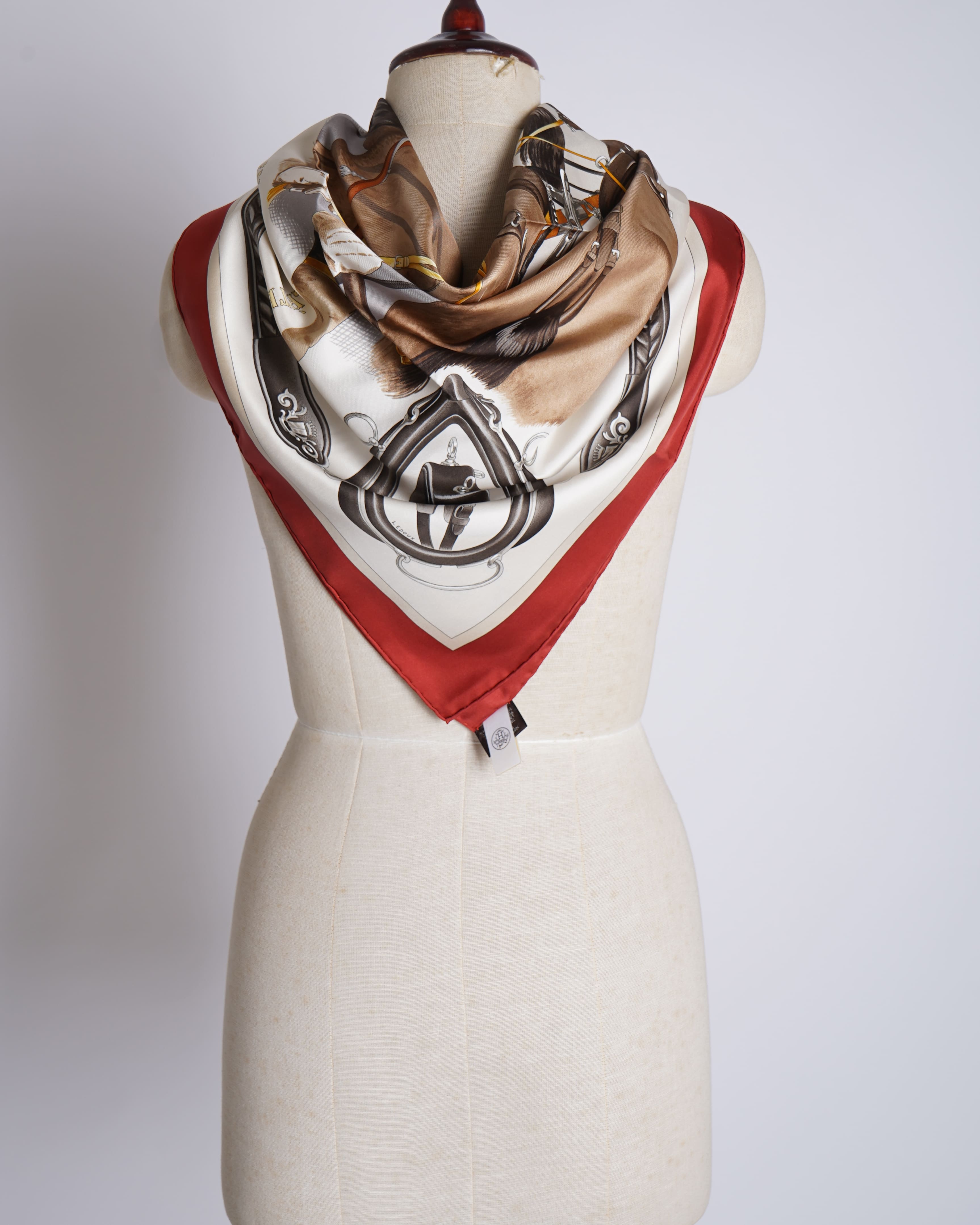 New Hermes Carry 90 Square Silk Bow Connection Scarf