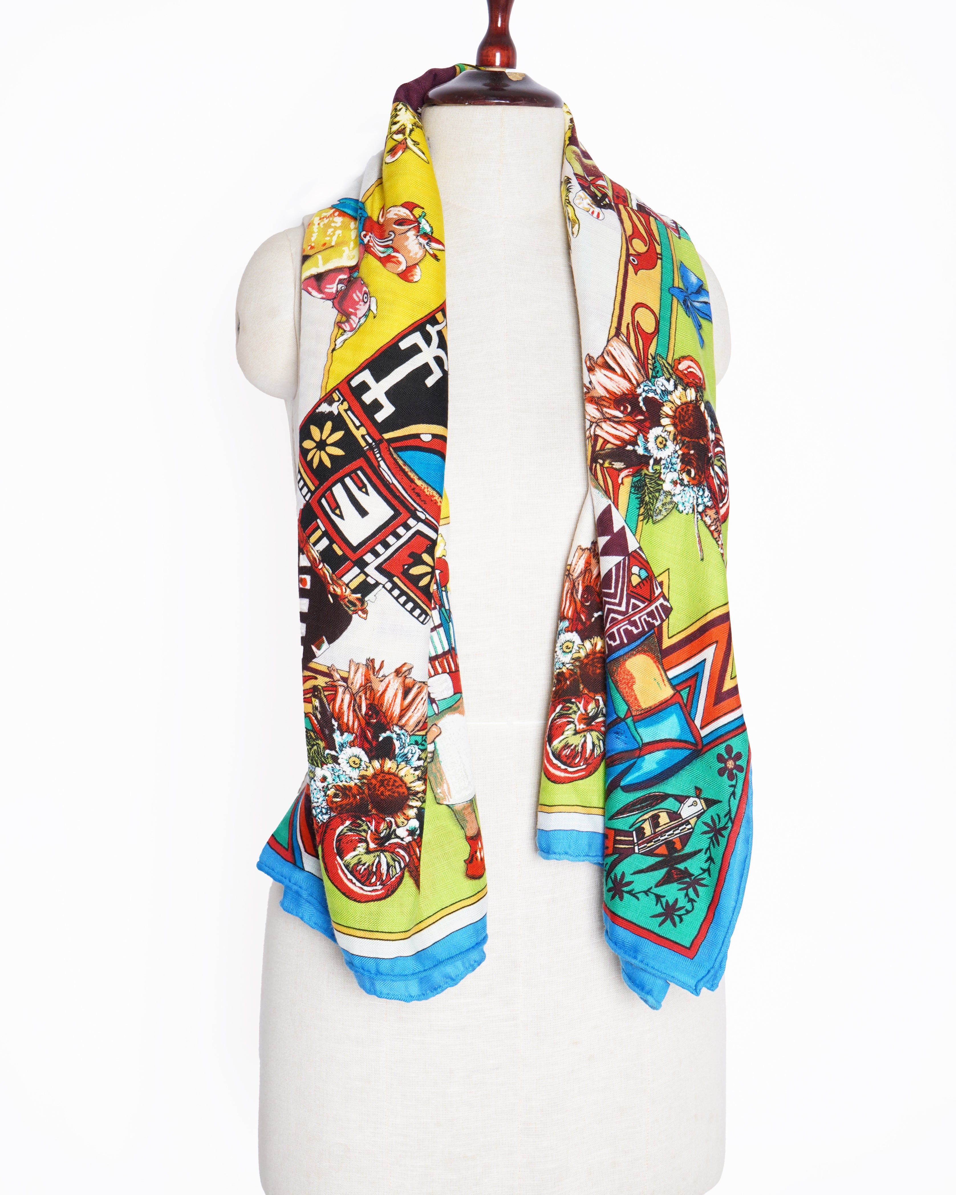 New Hermes Kachina Cashmere Silk Carrie 140cms Women's Scarf