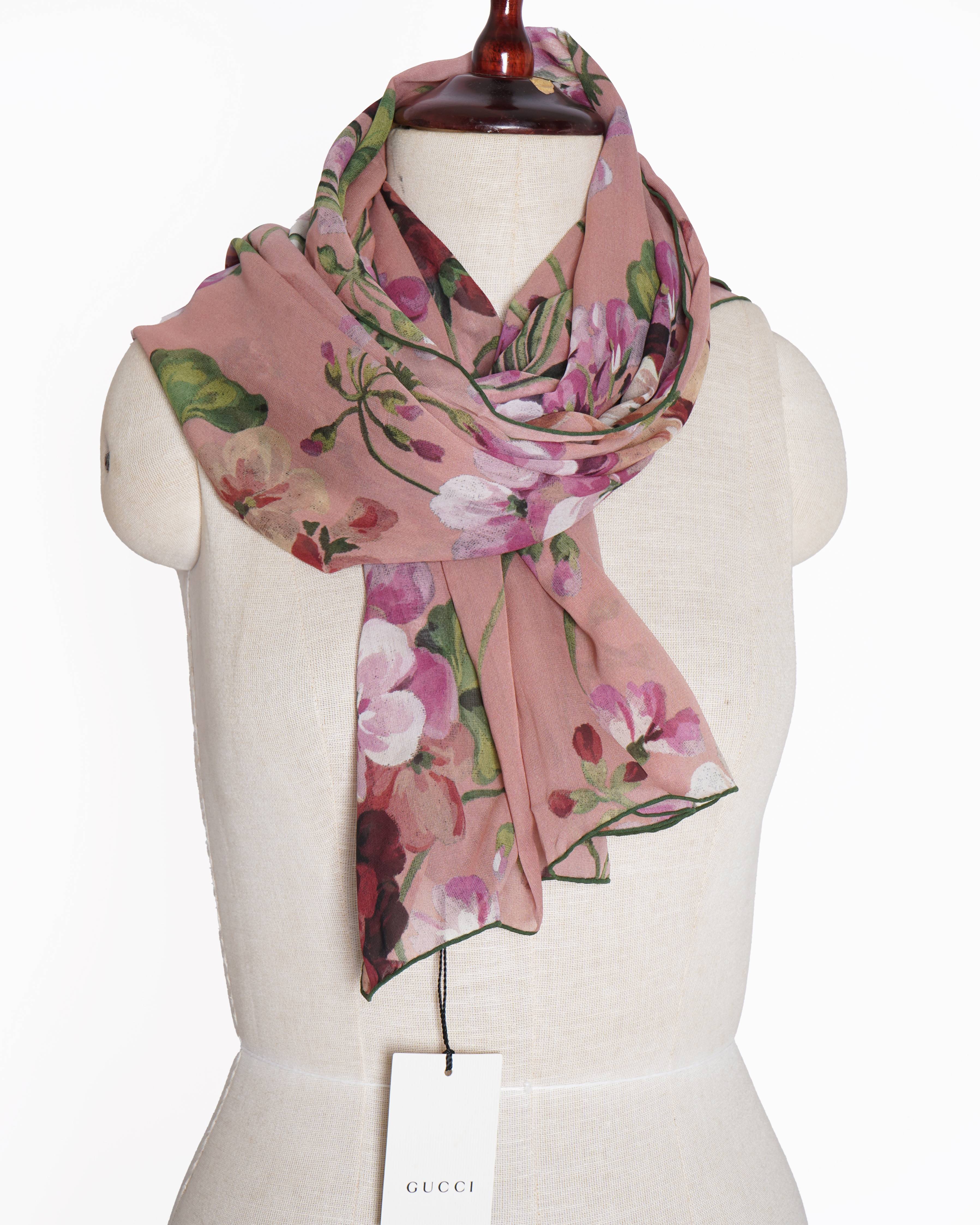 New Gucci Floral Scarf