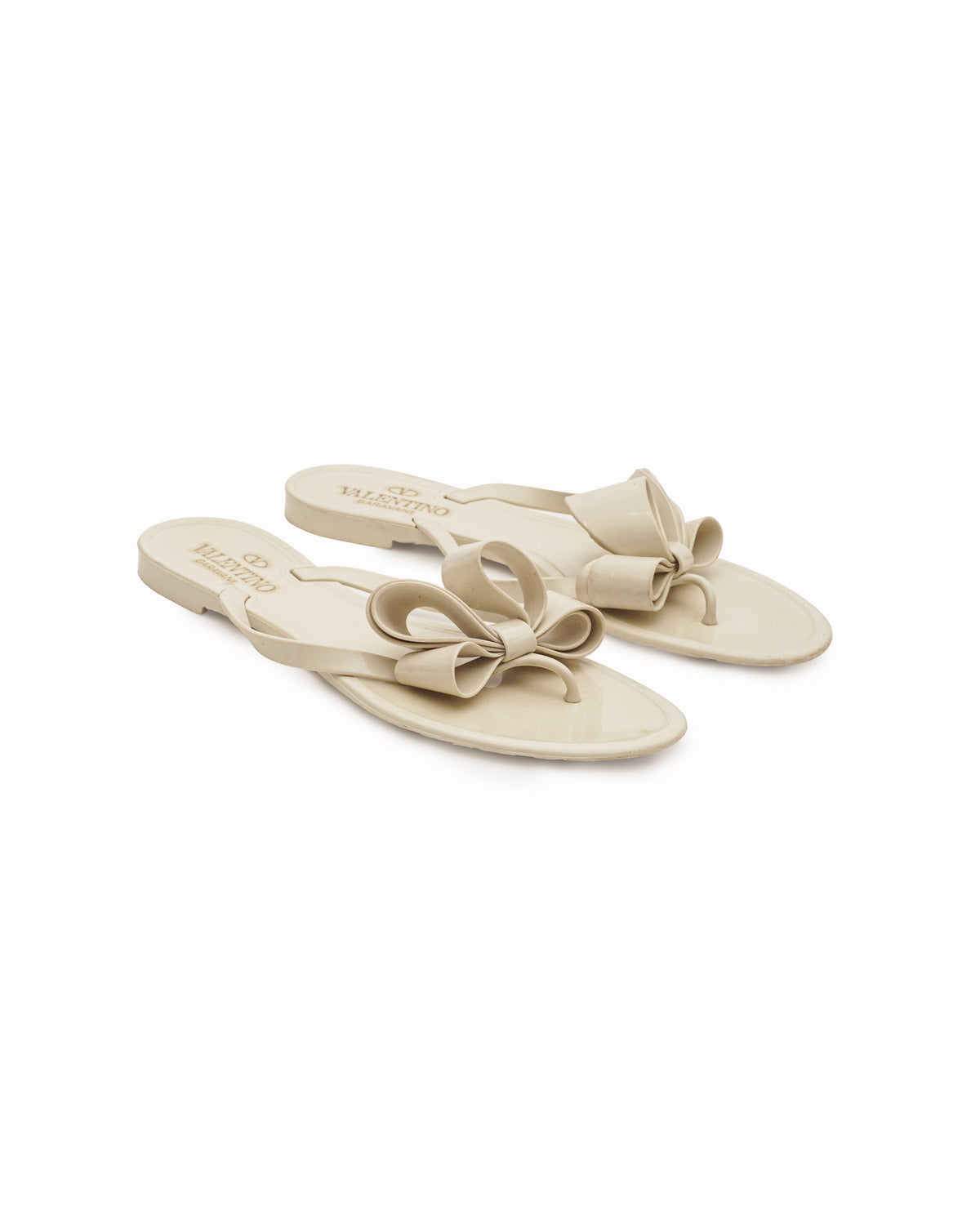 Valentino Garavani White Bow Rubber Thong Sandals
