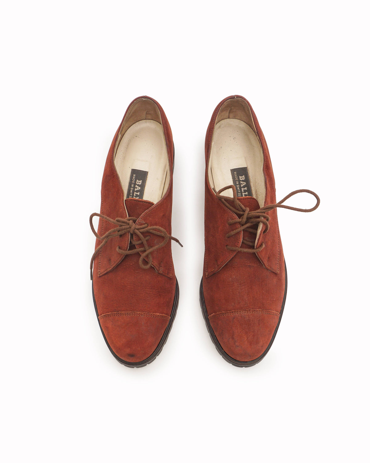 Bally Women's Terracotta Suede Lace-Up Lug Sole Derbies