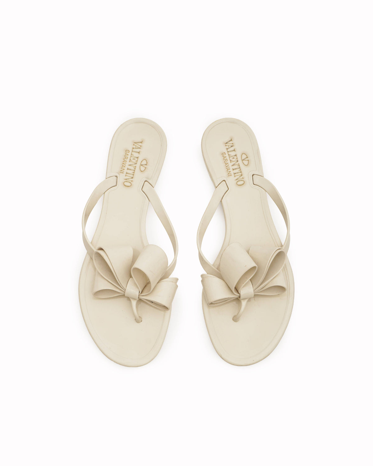 Valentino Garavani White Bow Rubber Thong Sandals