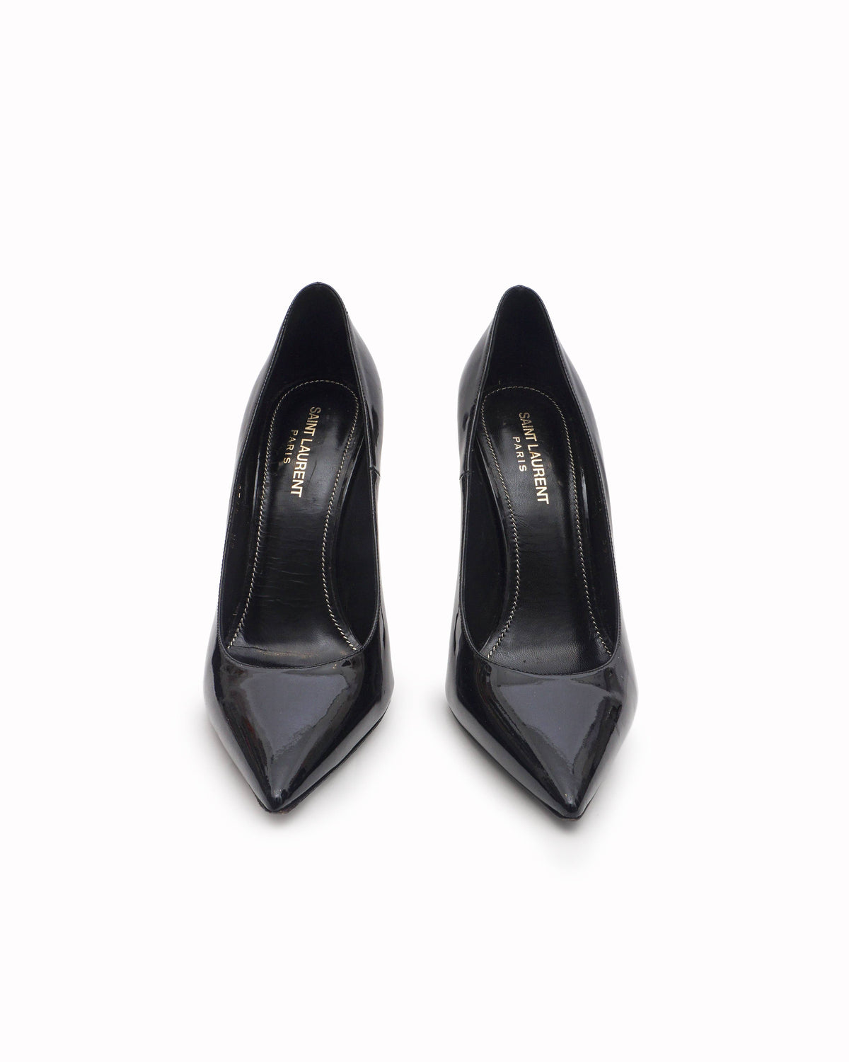 Saint Laurent Opyum Black Patent Leather YSL Heel Pumps