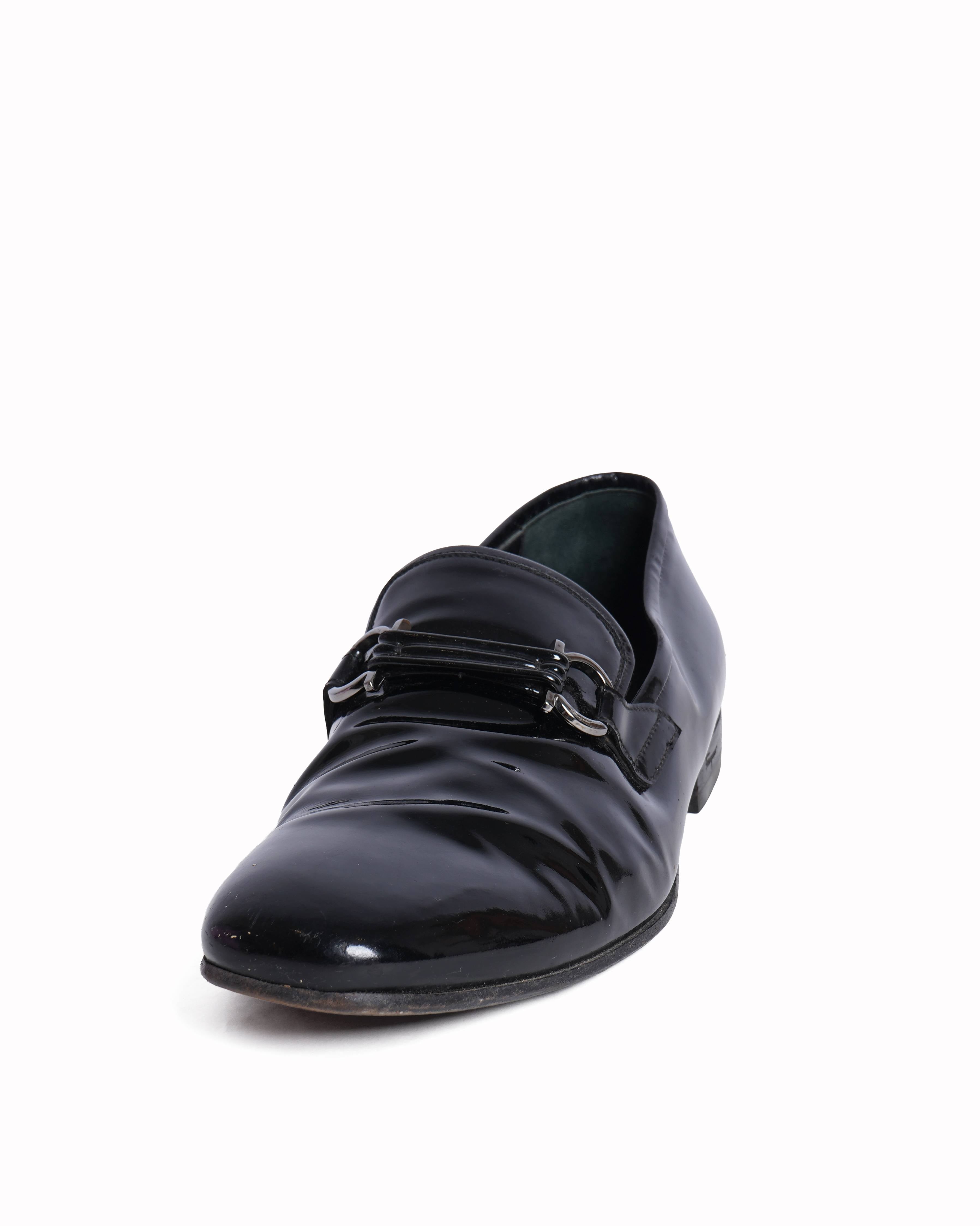 Salvatore Ferragamo black patent leather shoes