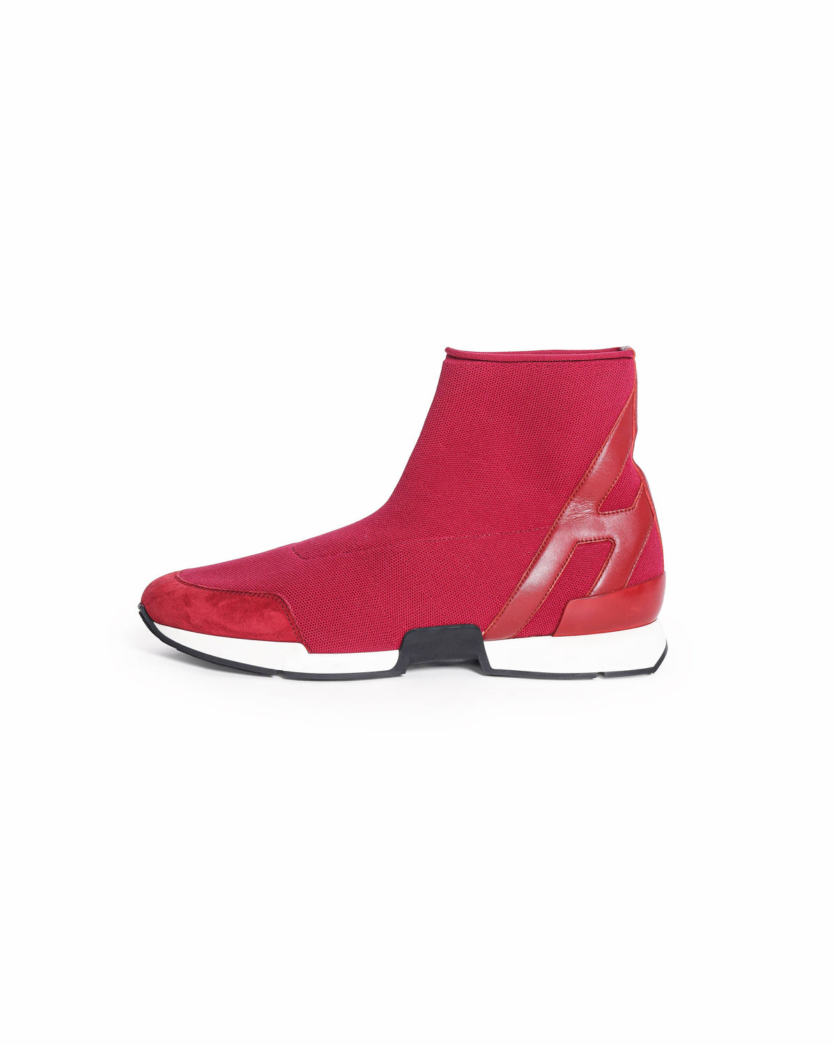 Hermés Soft Mesh Calfskin & Suede Goatskin High Top Sneakers Red