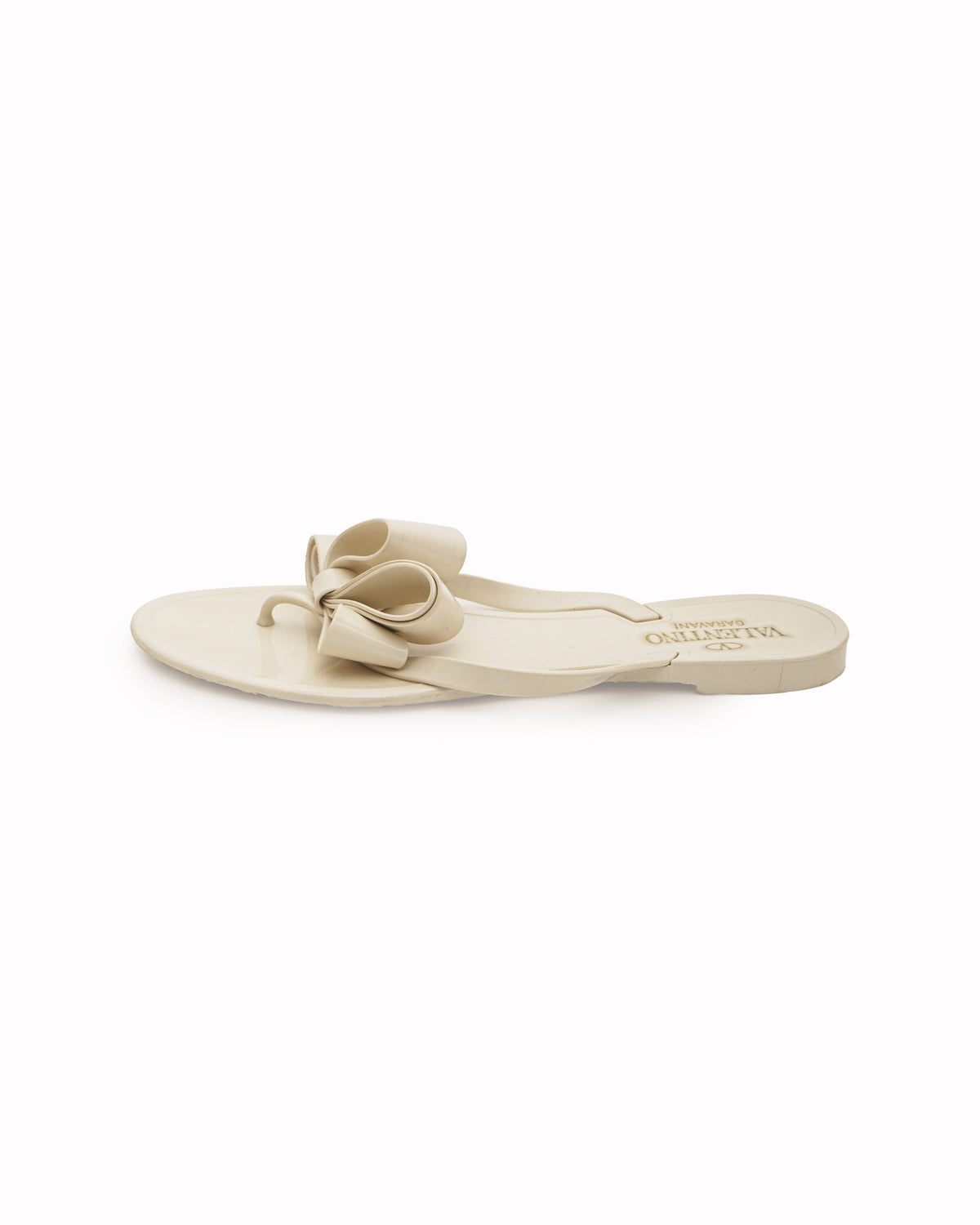 Valentino Garavani White Bow Rubber Thong Sandals