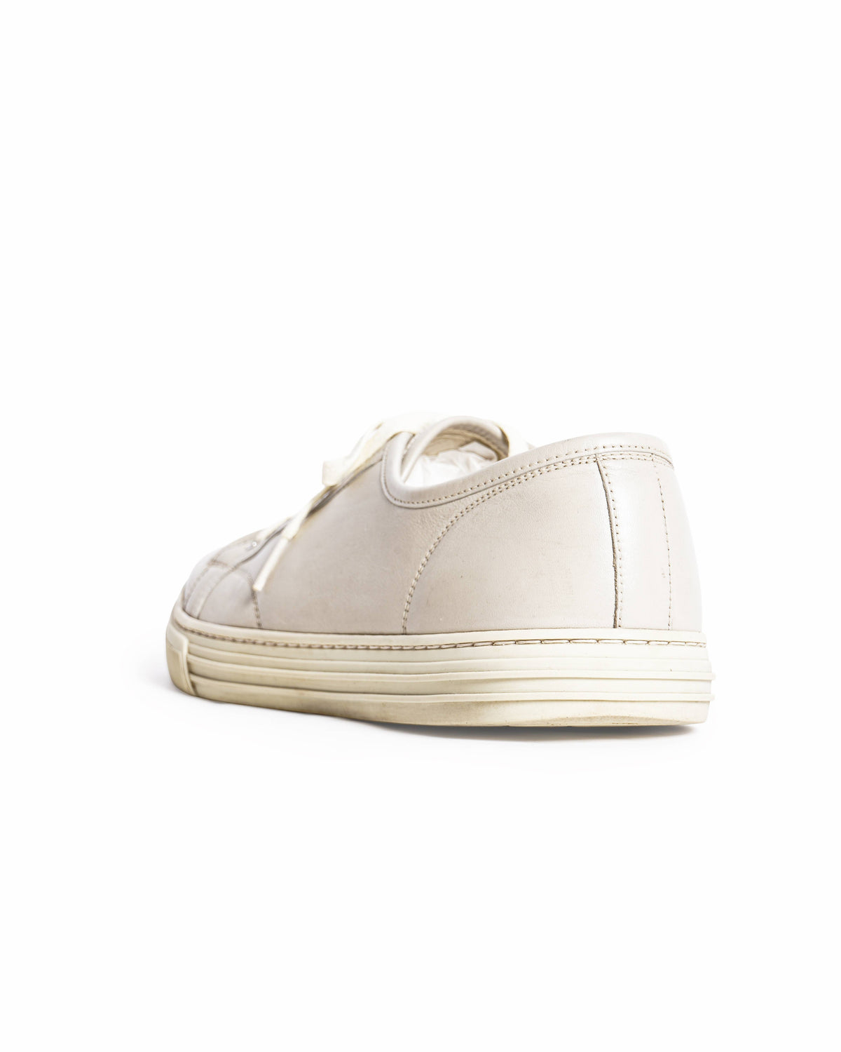 Gucci Men's Beige Leather Ace-Style Trainers