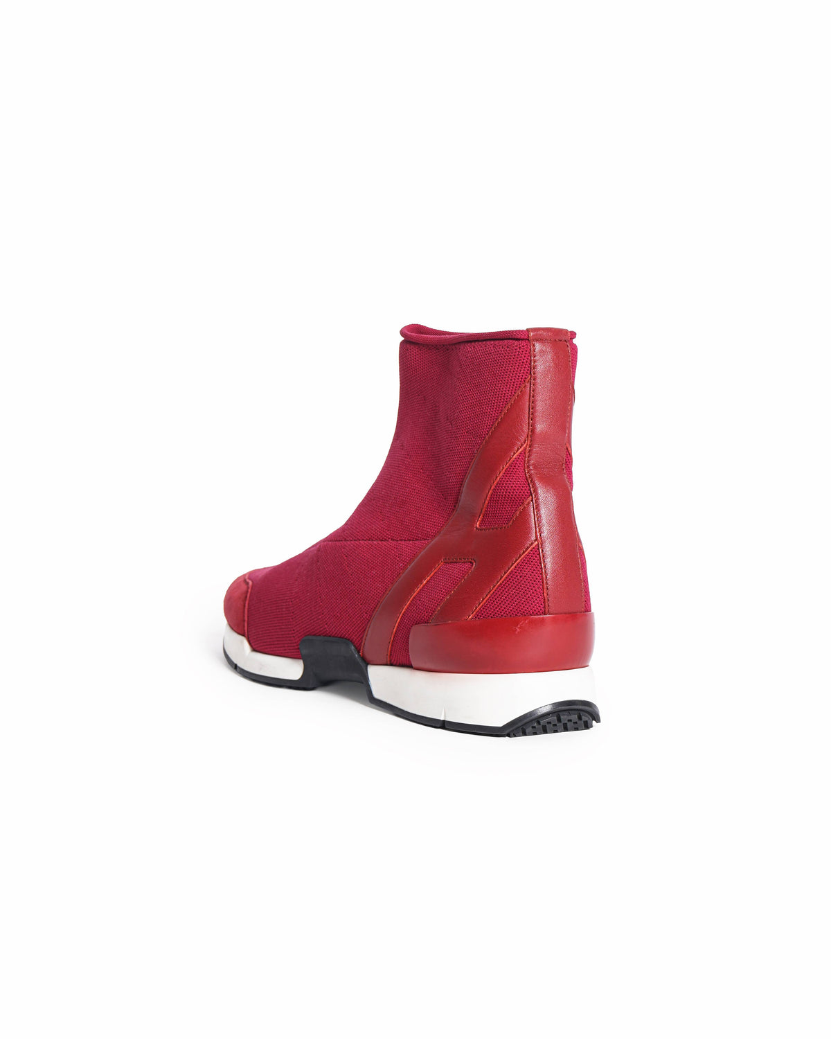 Hermés Soft Mesh Calfskin & Suede Goatskin High Top Sneakers Red