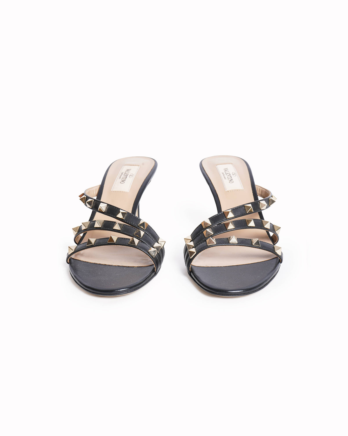 Valentino Garavani Black Leather Rockstud Heels