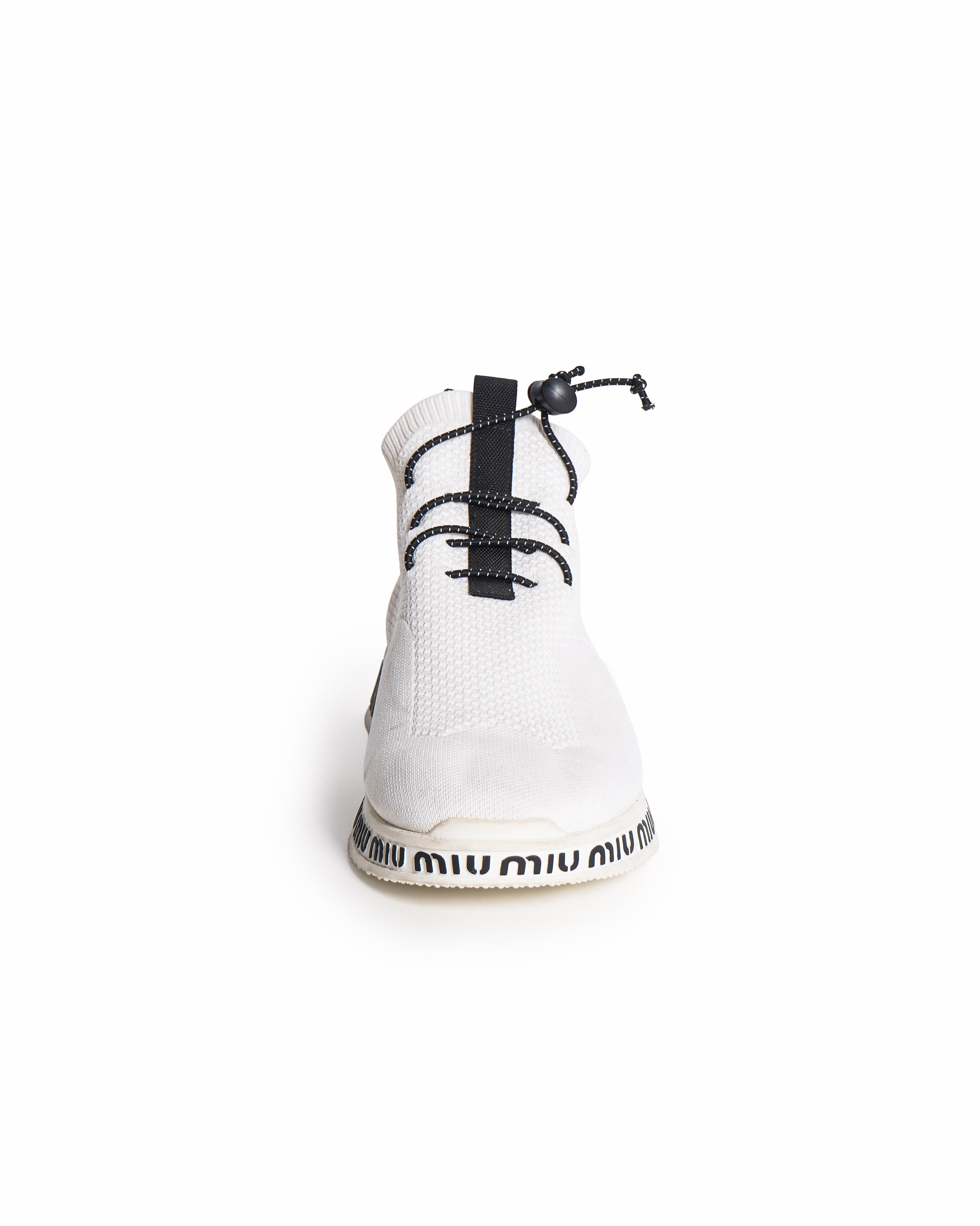 Miu Miu White Knit Logo Chunky Sneakers