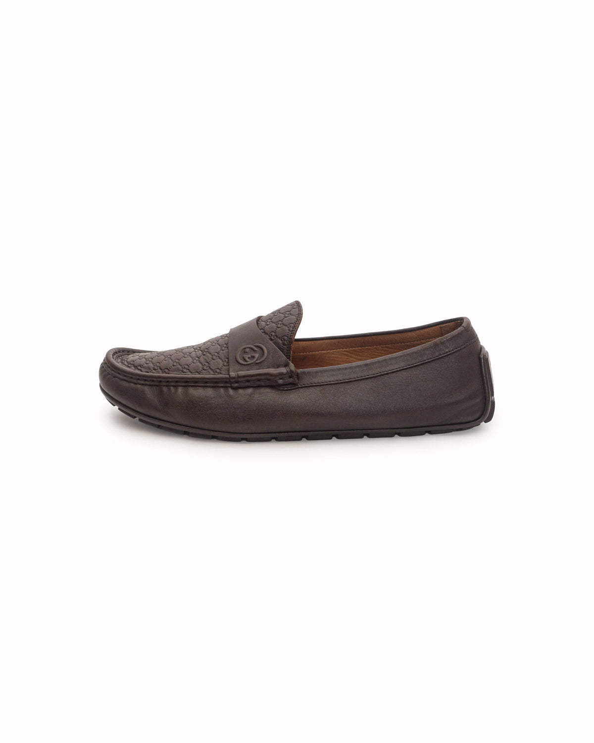 Gucci Dark Brown Guccissima Leather Driving Loafers