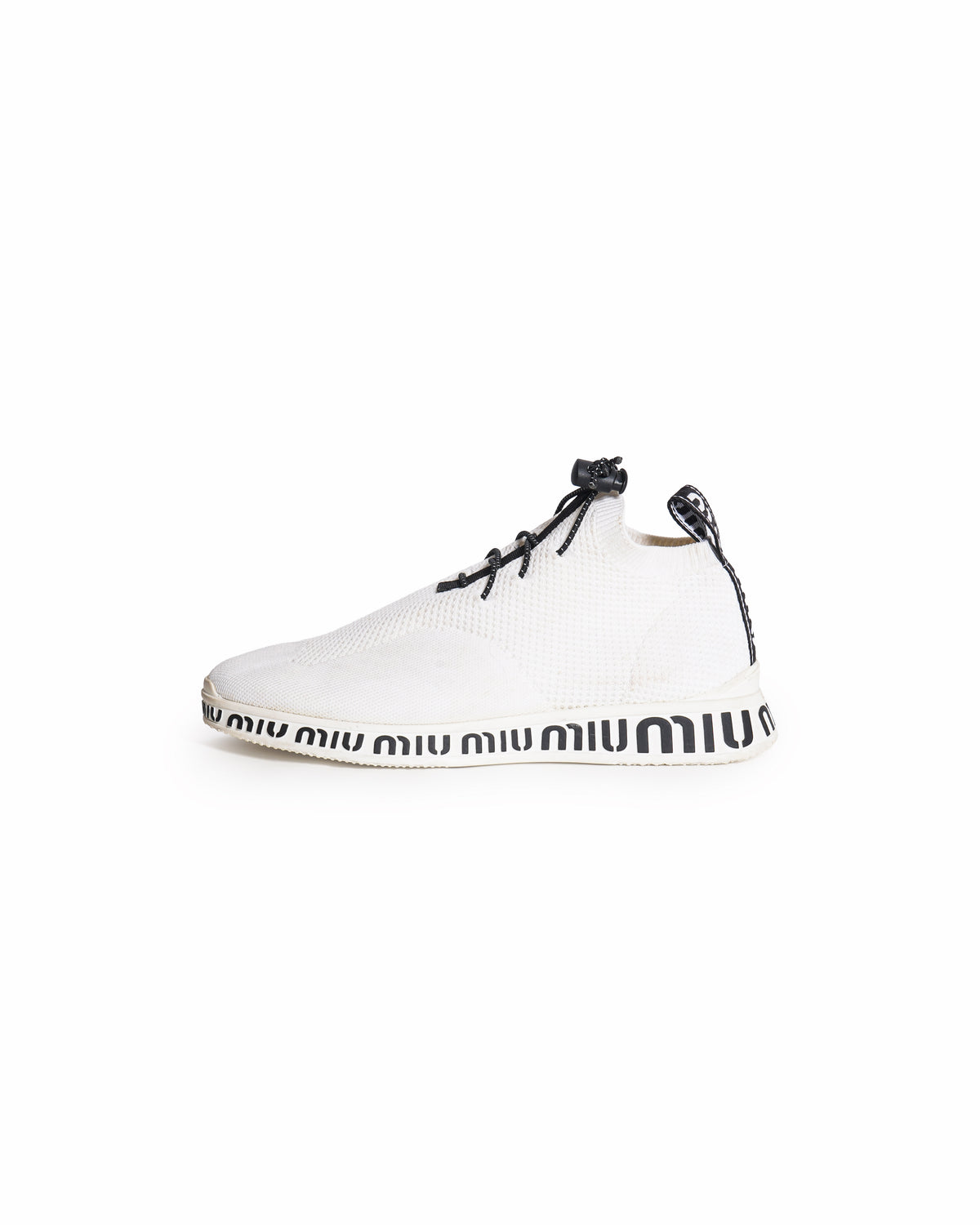 Miu Miu White Knit Logo Chunky Sneakers