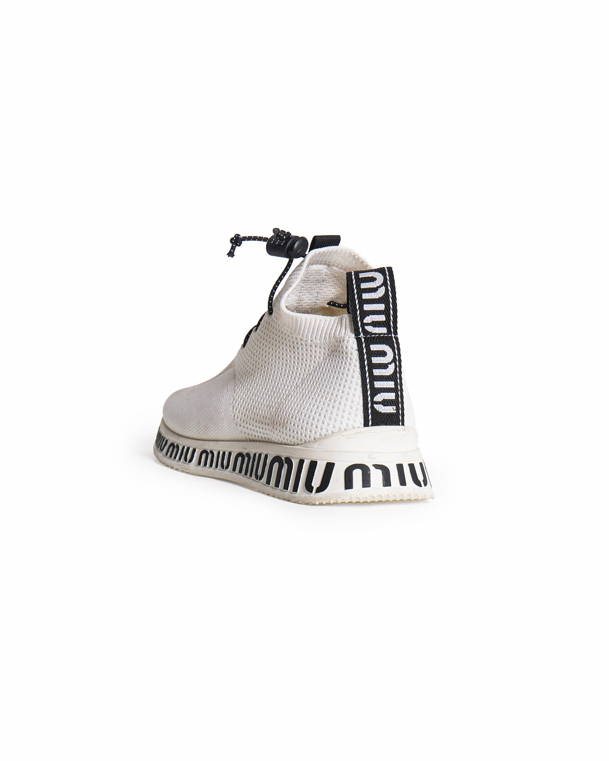 Miu Miu White Knit Logo Chunky Sneakers