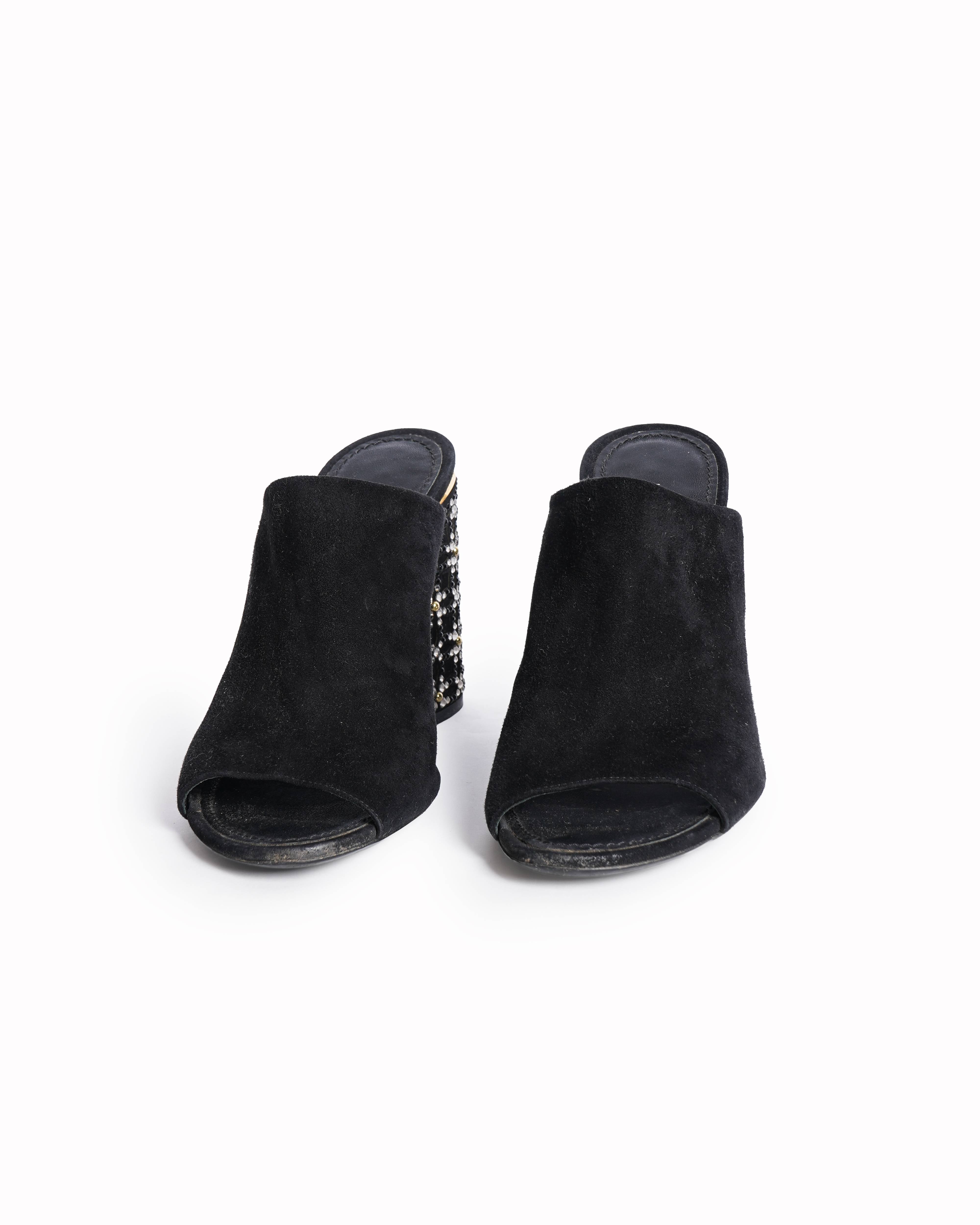 Louis Vuitton Block Heels In Leather & Suede